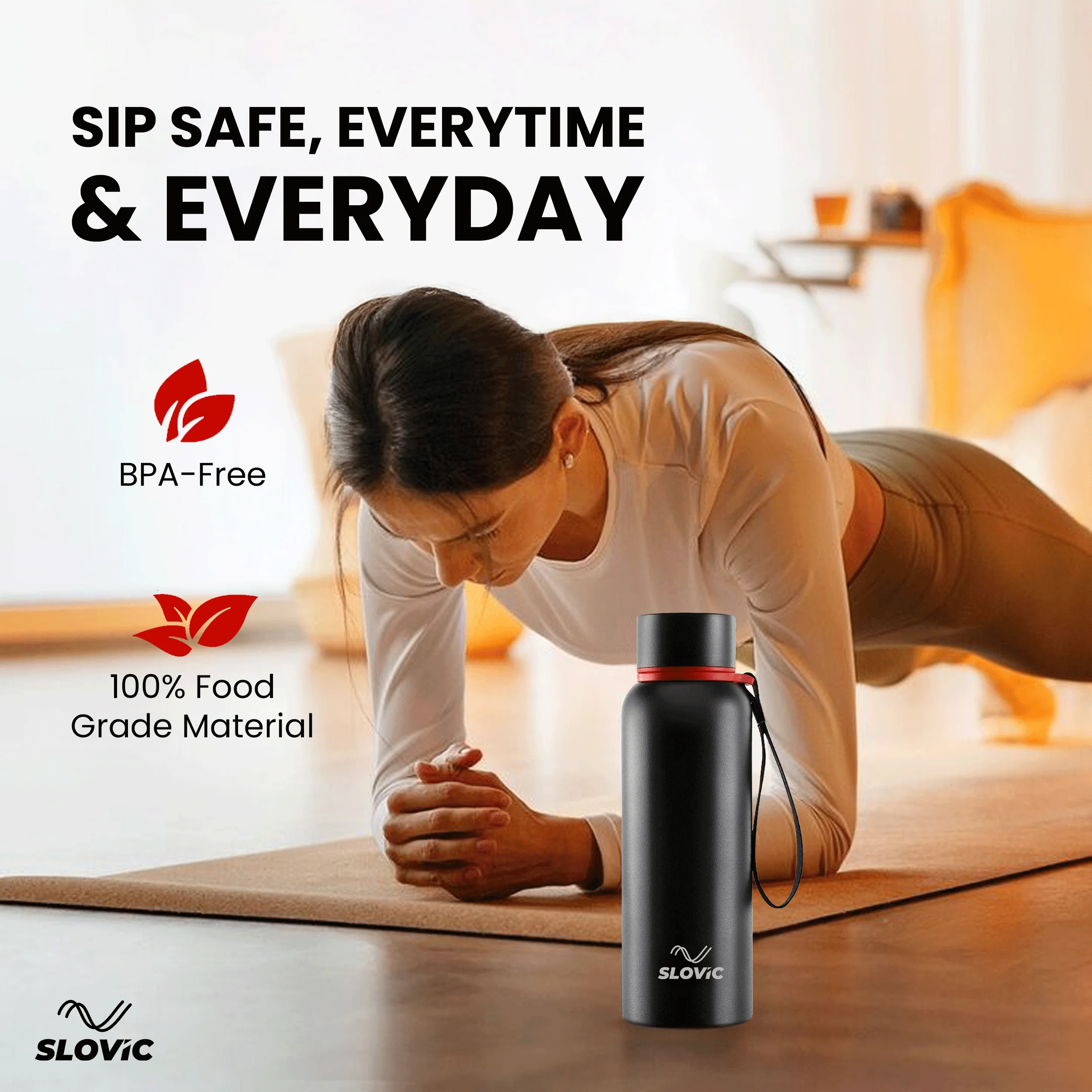 Slovic Insulated Water Bottle- Black - Image 6
