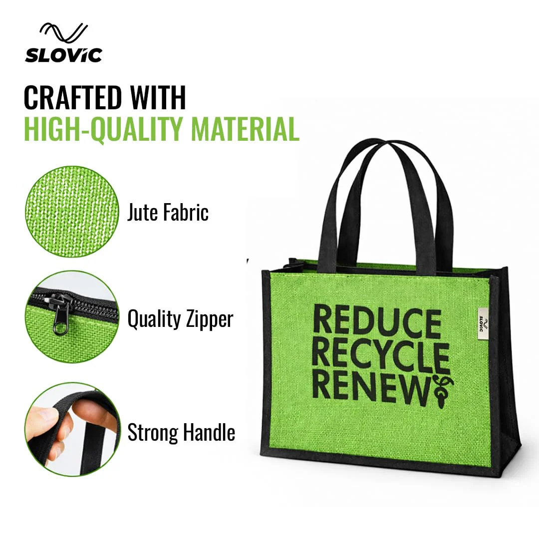 Slovic Jute Lunch Bag with Zipper for Office Use 12 L - Image 5