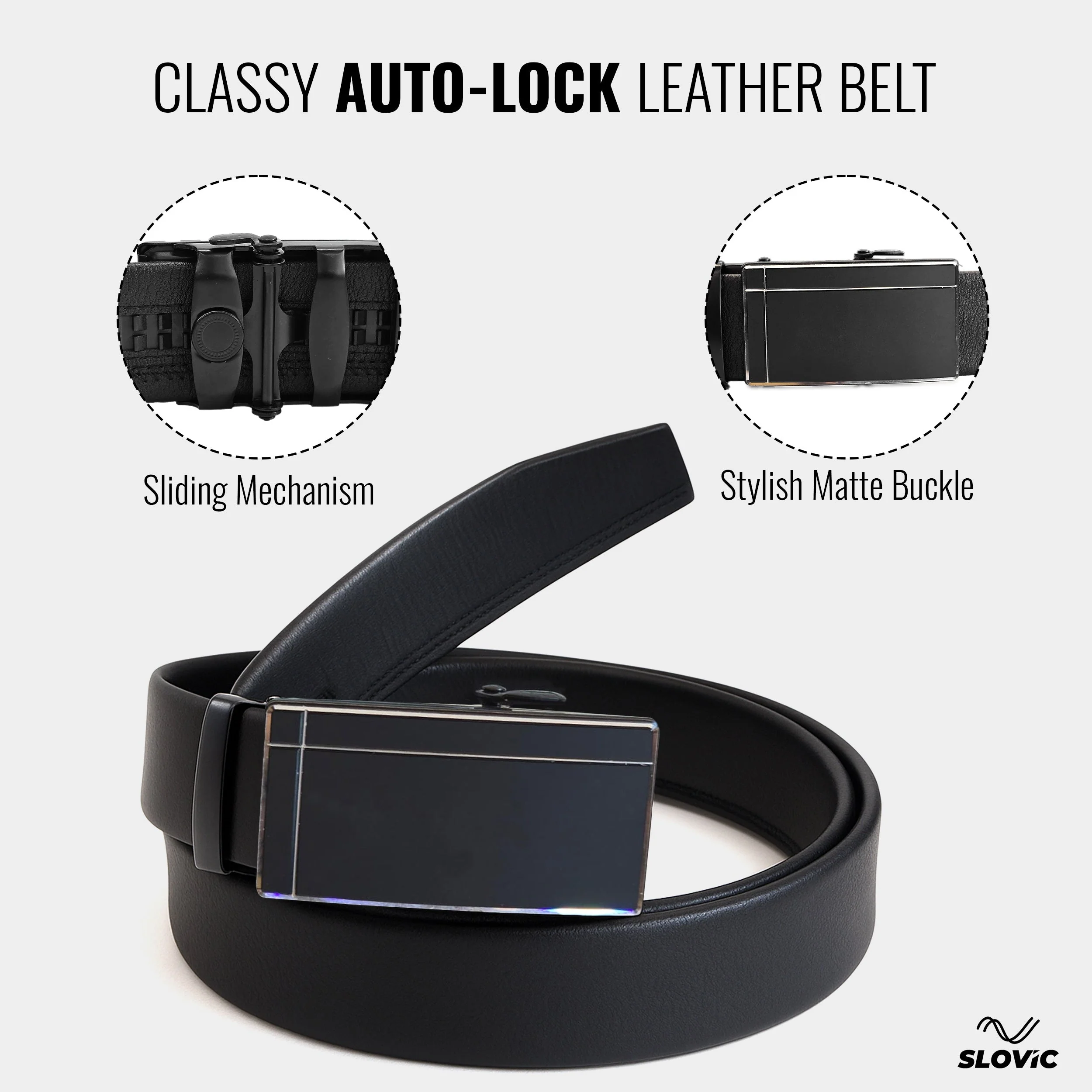 SLOVIC Leather Men Belts with Auto Lock - Image 2