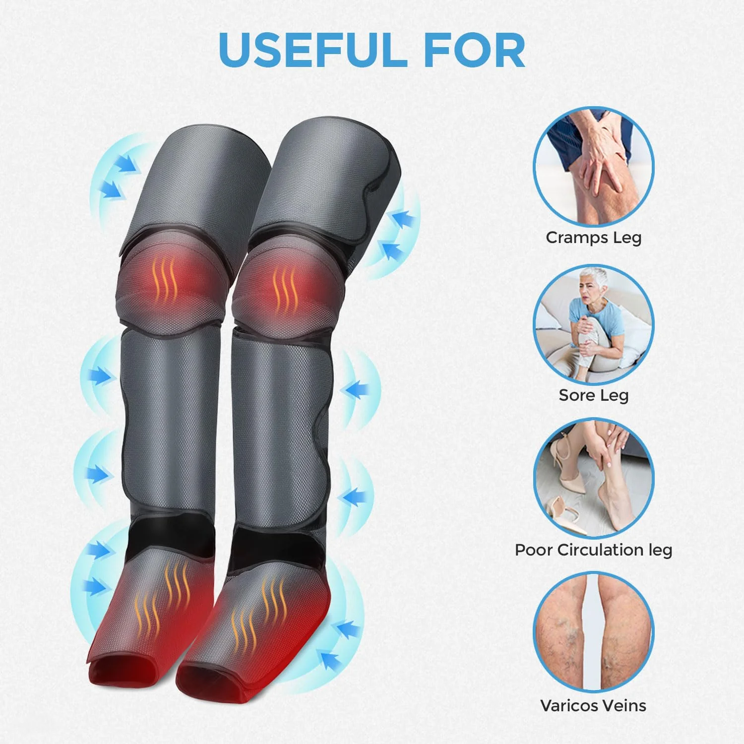SLOVIC Massager Machine for Pain Relief | 2 Heat Modes | Air Leg Compressor - Image 6
