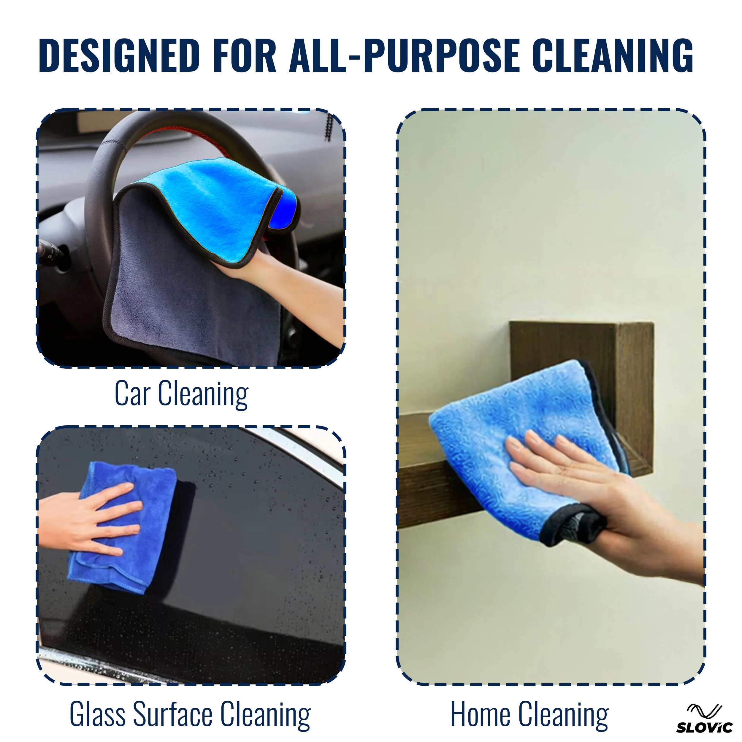 Slovic Micro Fiber Multipurpose Cleaning Towel (500GSM) | Ultra Thick & Soft | Ideal For Daily Use - Image 6
