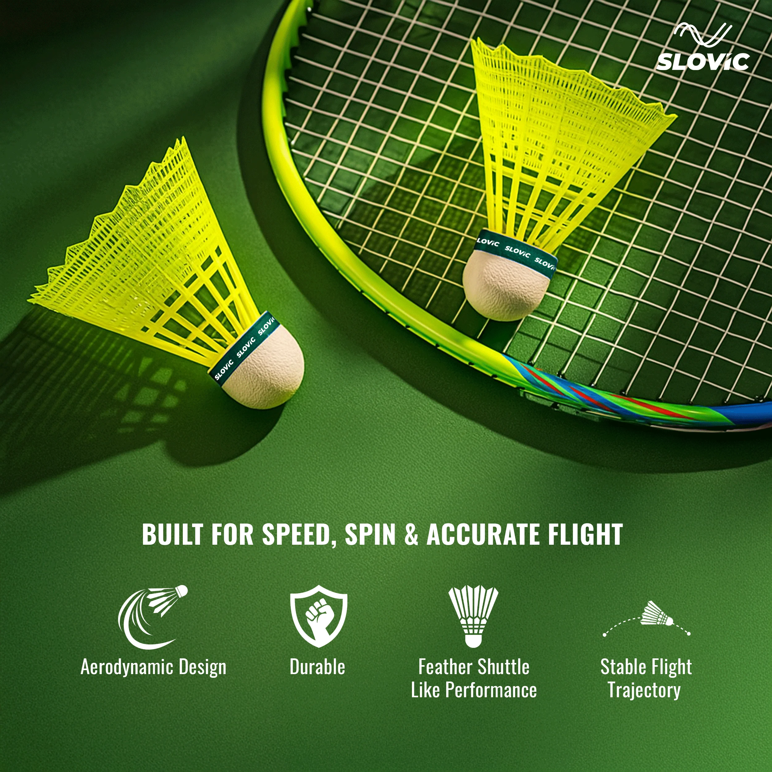 Slovic Nylon Badminton Shuttlecock - Pack of 6 - Image 3