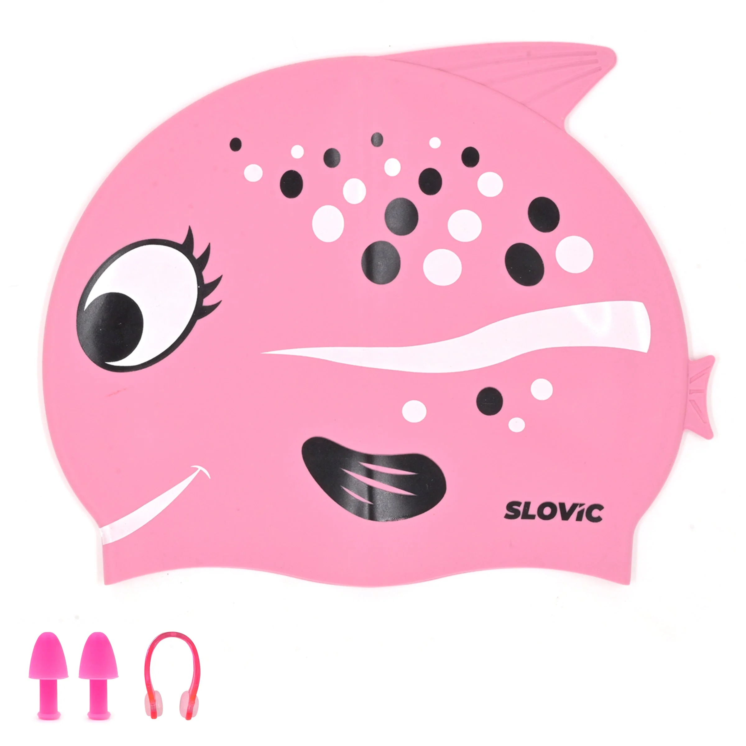 SLOVIC Red Rose Swimming Cap for Kids-Pink