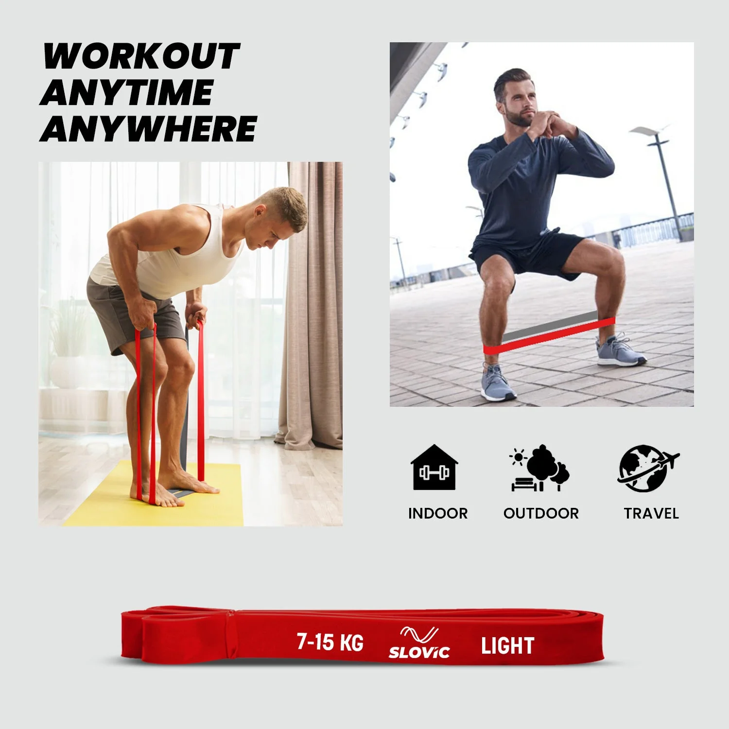 SLOVIC Resistance Band 7-15 Kg (Red & Grey) - Image 2