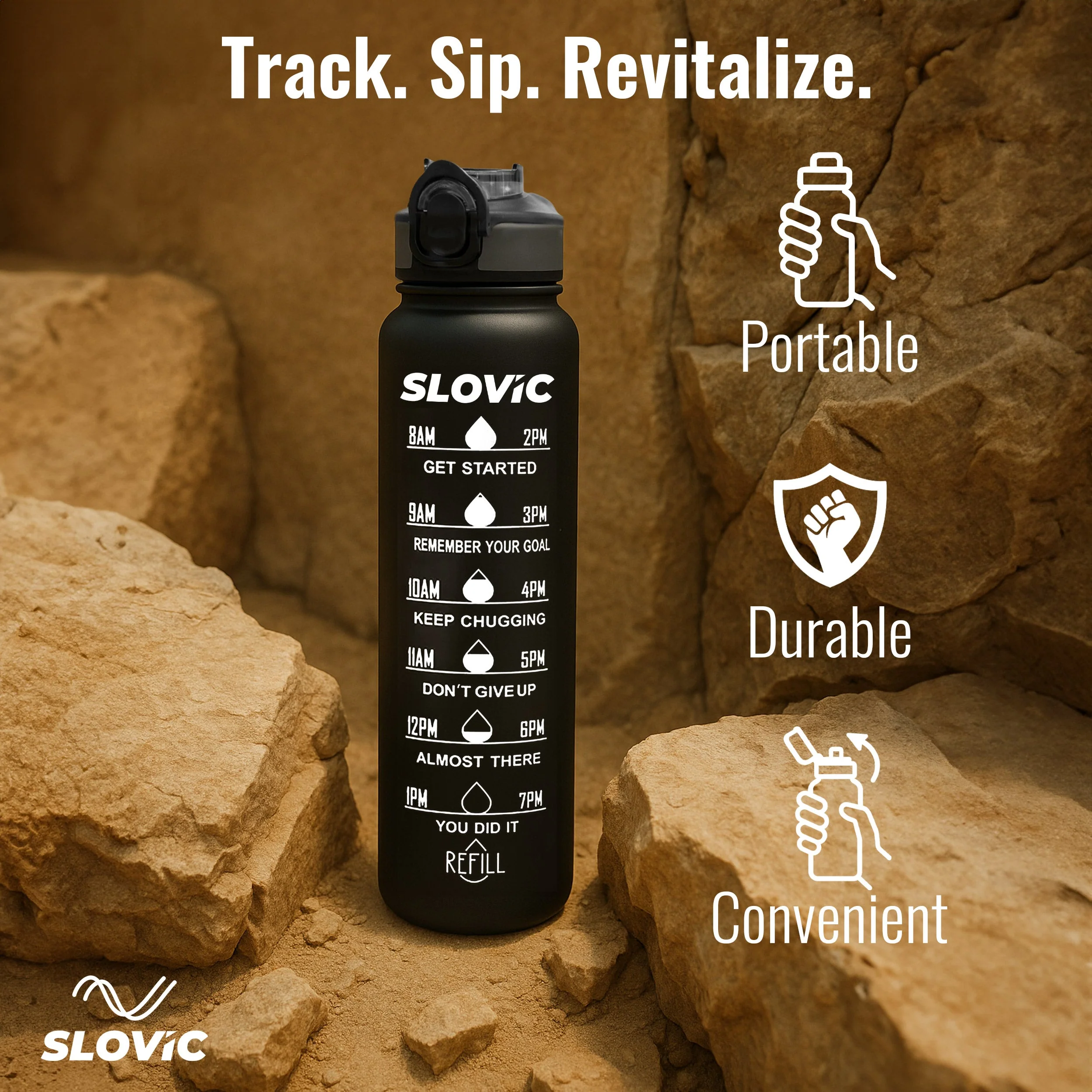 SLOVIC Sipper Water Bottle- 1L - Image 3