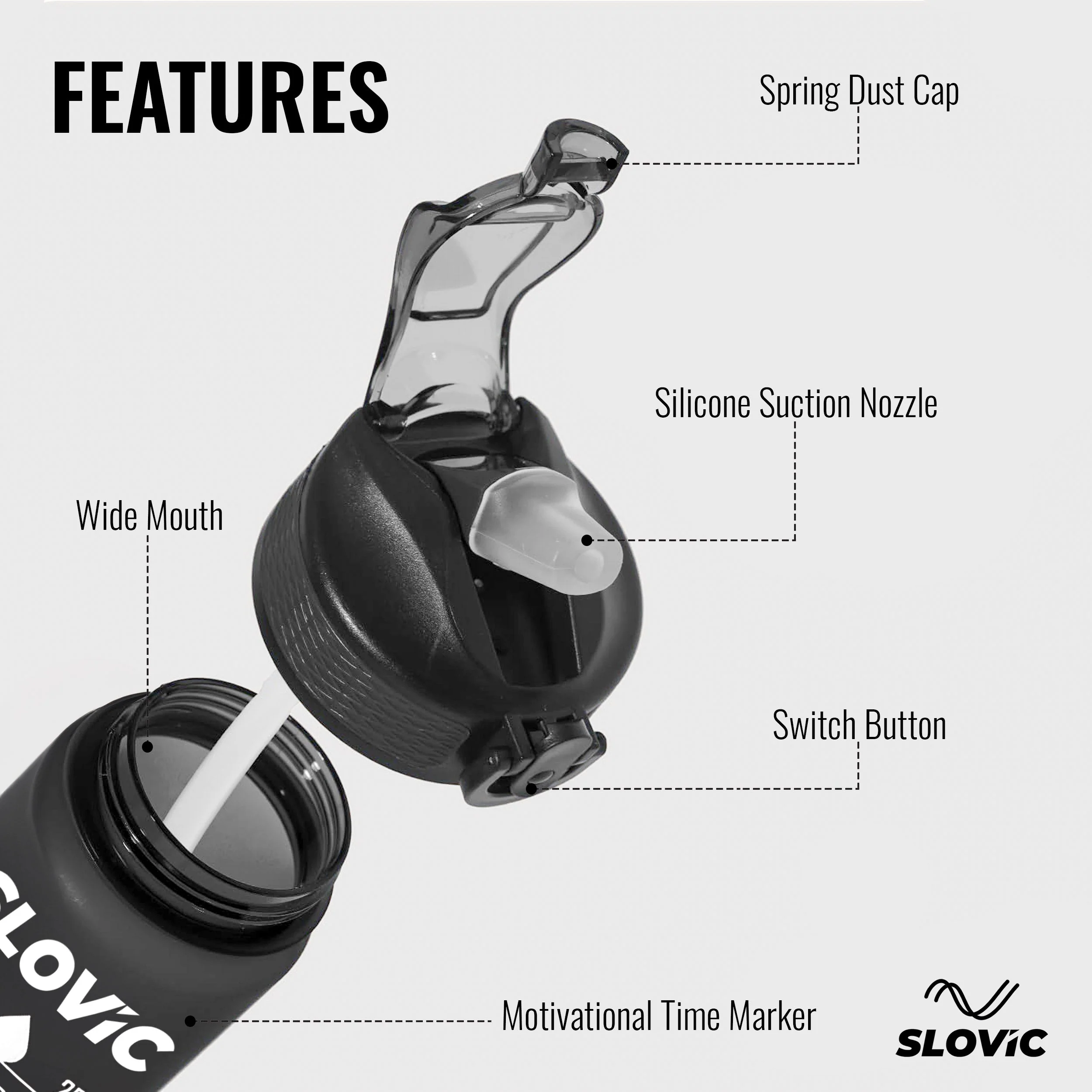 SLOVIC Sipper Water Bottle- 1L - Image 5