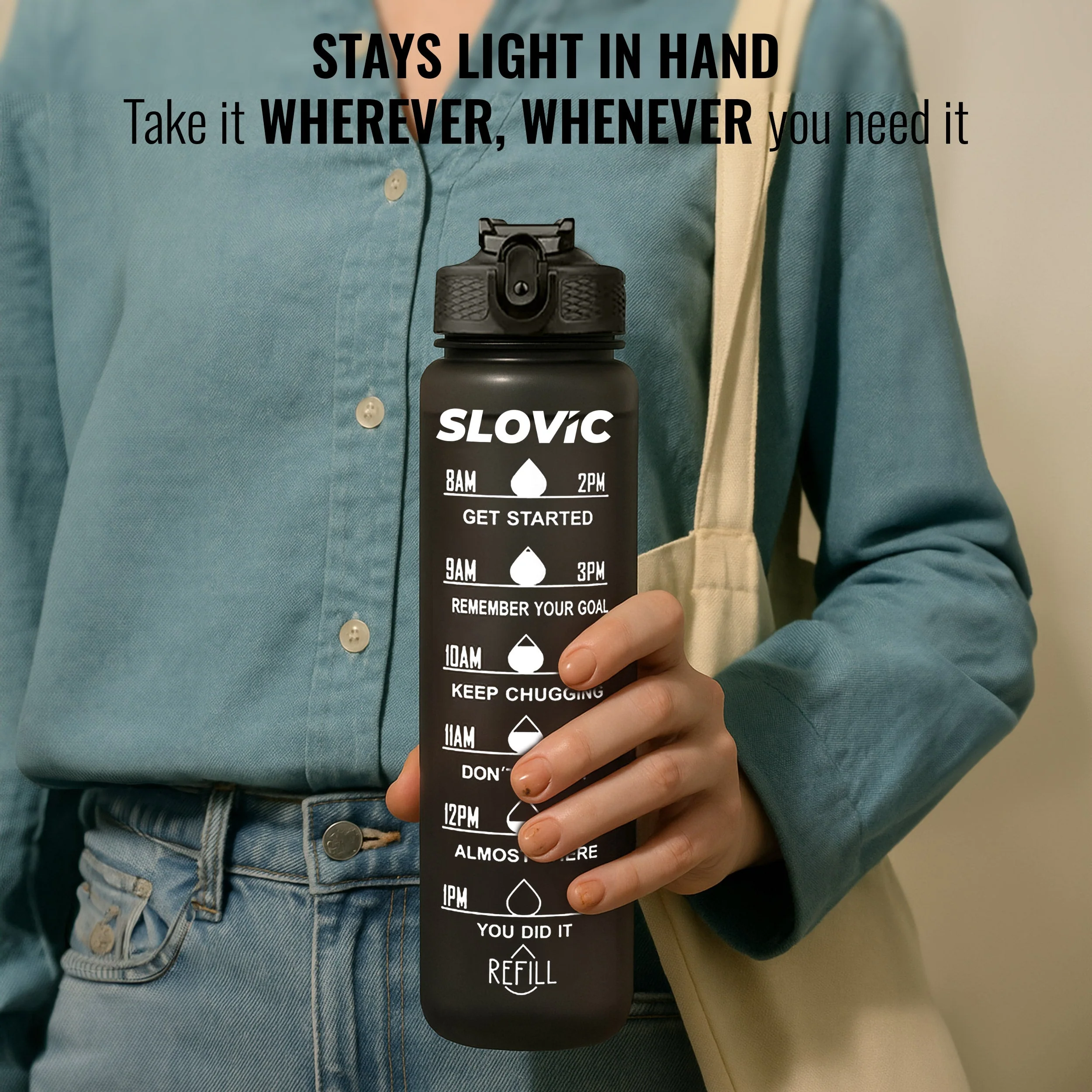 SLOVIC Sipper Water Bottle- 1L - Image 7