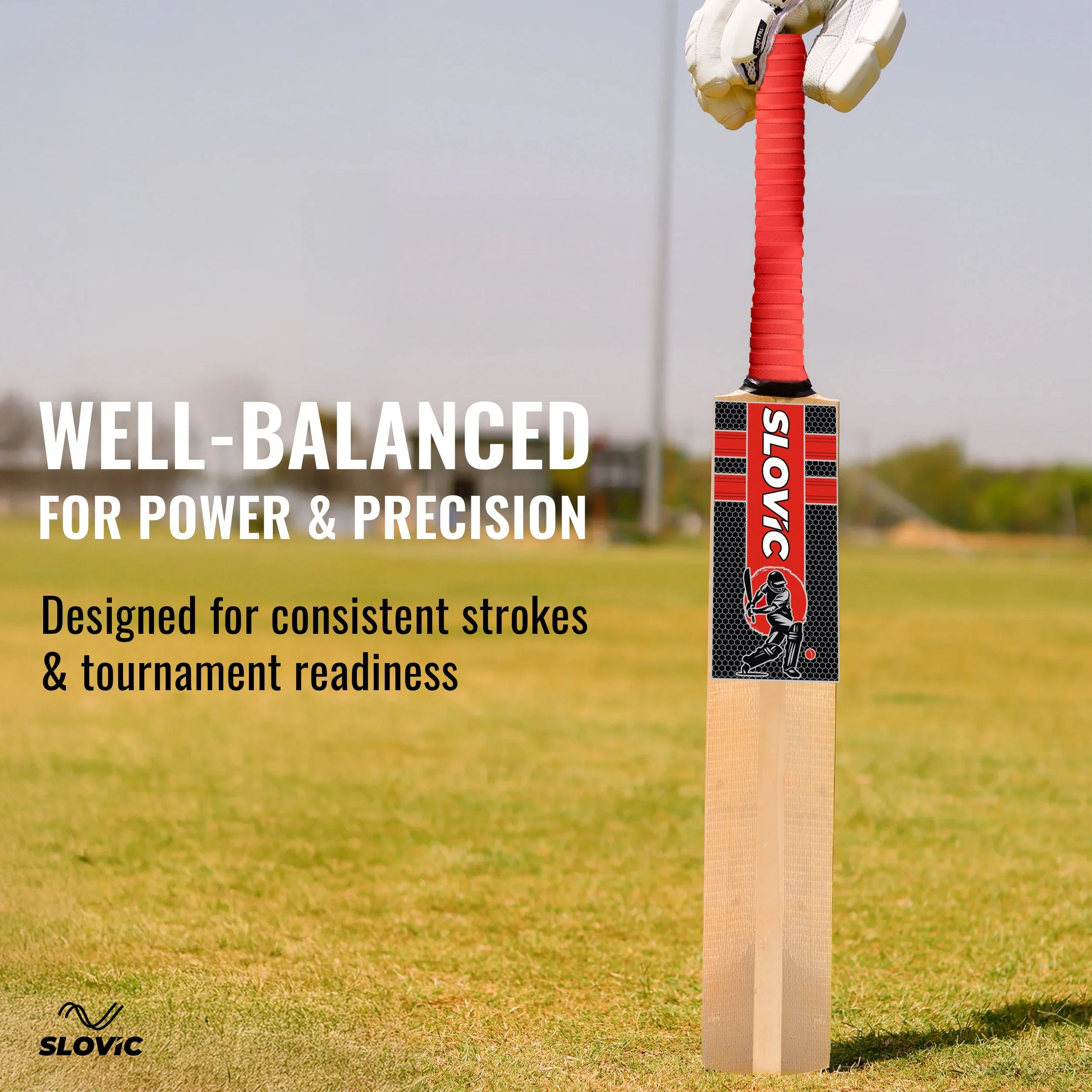 Slovic Size 8 Full Size Wooden Poplar Willow Tennis Cricket Bat for Indoor & Outdoor Games | Lightweight & Full Size Bat - Image 6