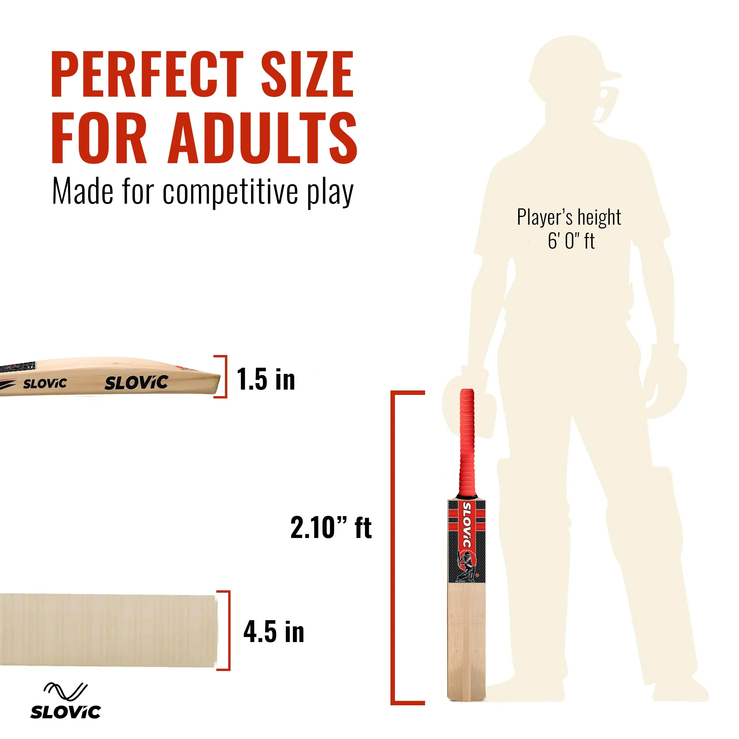 Slovic Size 8 Full Size Wooden Poplar Willow Tennis Cricket Bat for Indoor & Outdoor Games | Lightweight & Full Size Bat - Image 7