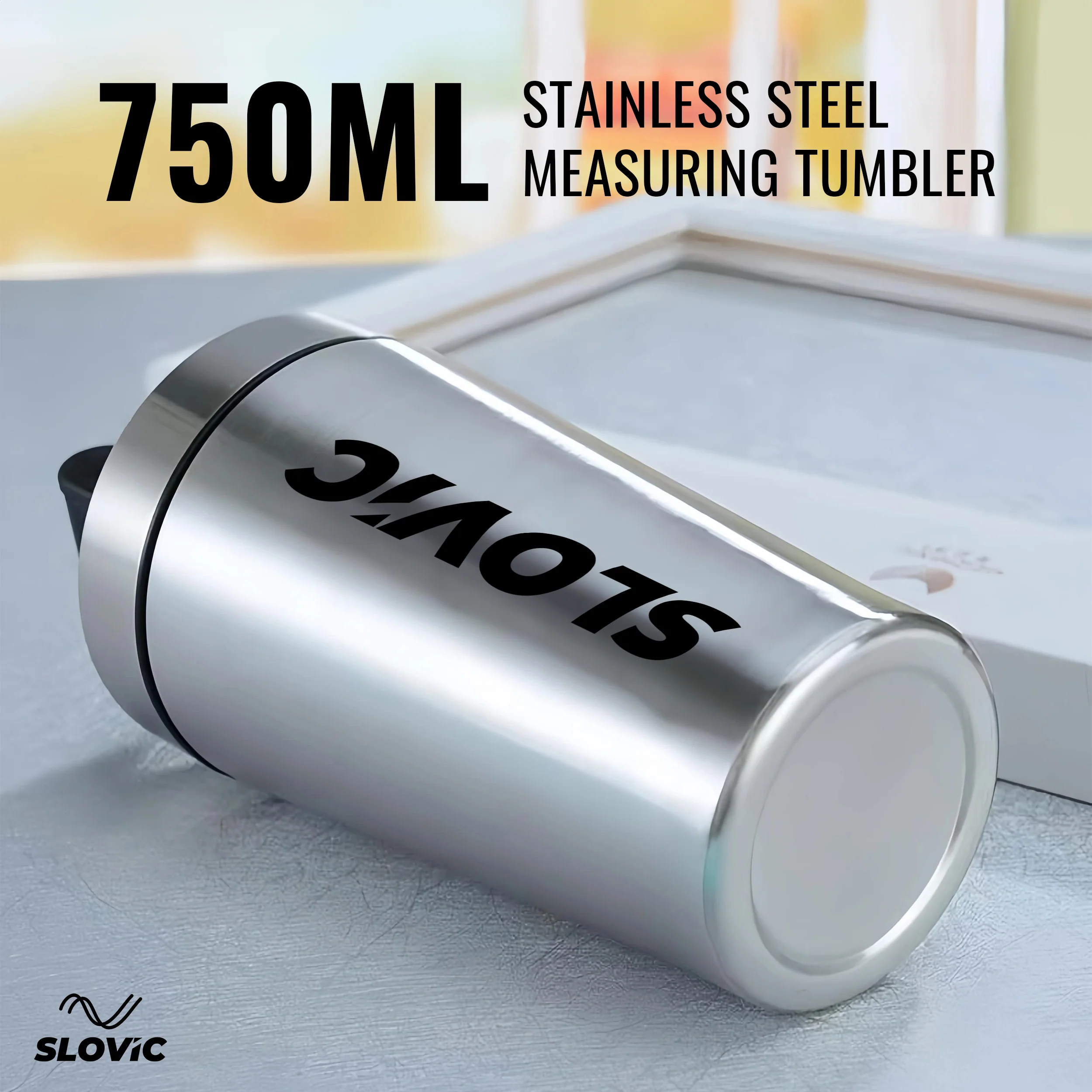 SLOVIC Steel Shaker For Gym [750 ML] | Gym Bottles For Men | Gyms Shaker for Men | Odor Free Protein Shaker Bottle For Protein Shake, Leakproof Stainless Steel Shakers Bottle For Exercise - Image 5