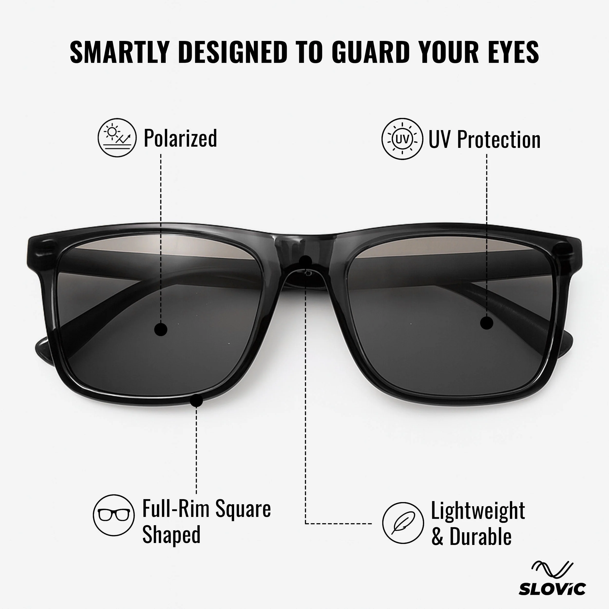 SLOVIC Sunglasses for Men- Black - Image 3