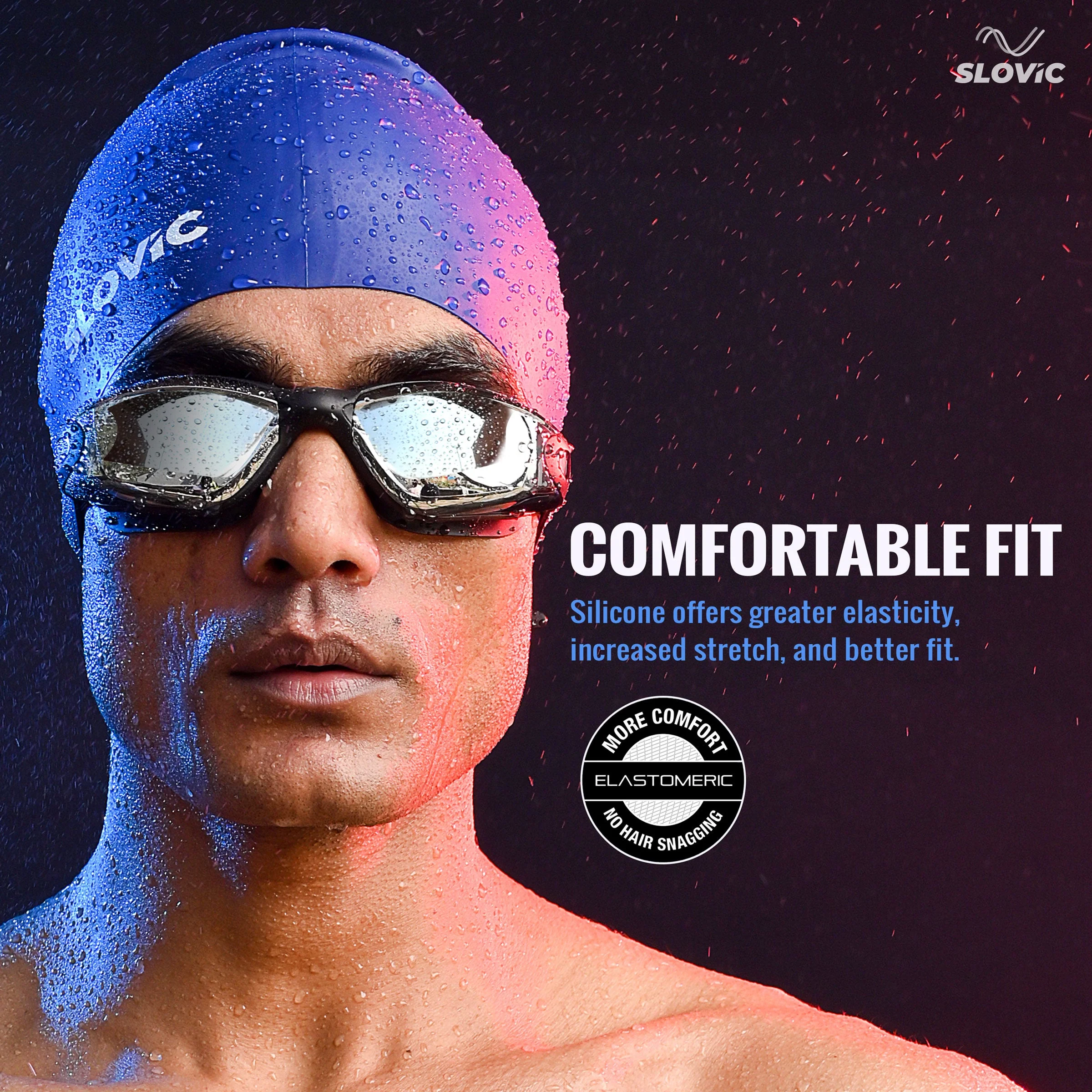 SLOVIC Swimming Cap | Adult | Unisex | Navy Blue - Image 4
