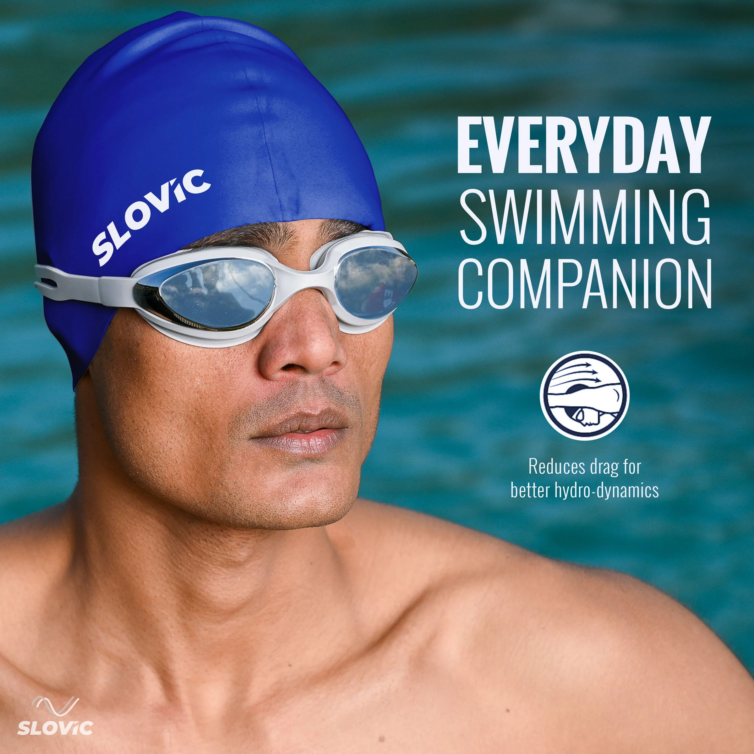SLOVIC Swimming Cap | Adult | Unisex | Navy Blue - Image 6
