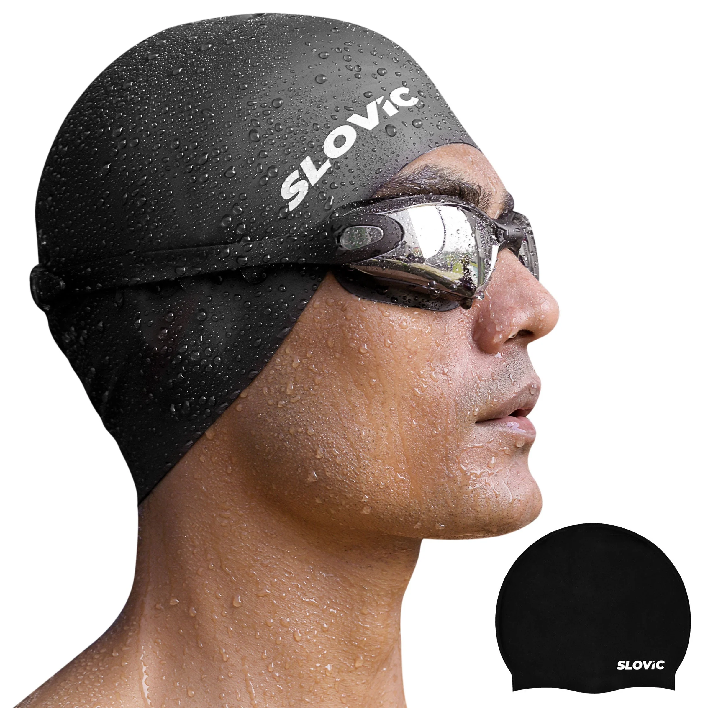 Slovic Swimming Cap For Men- Black