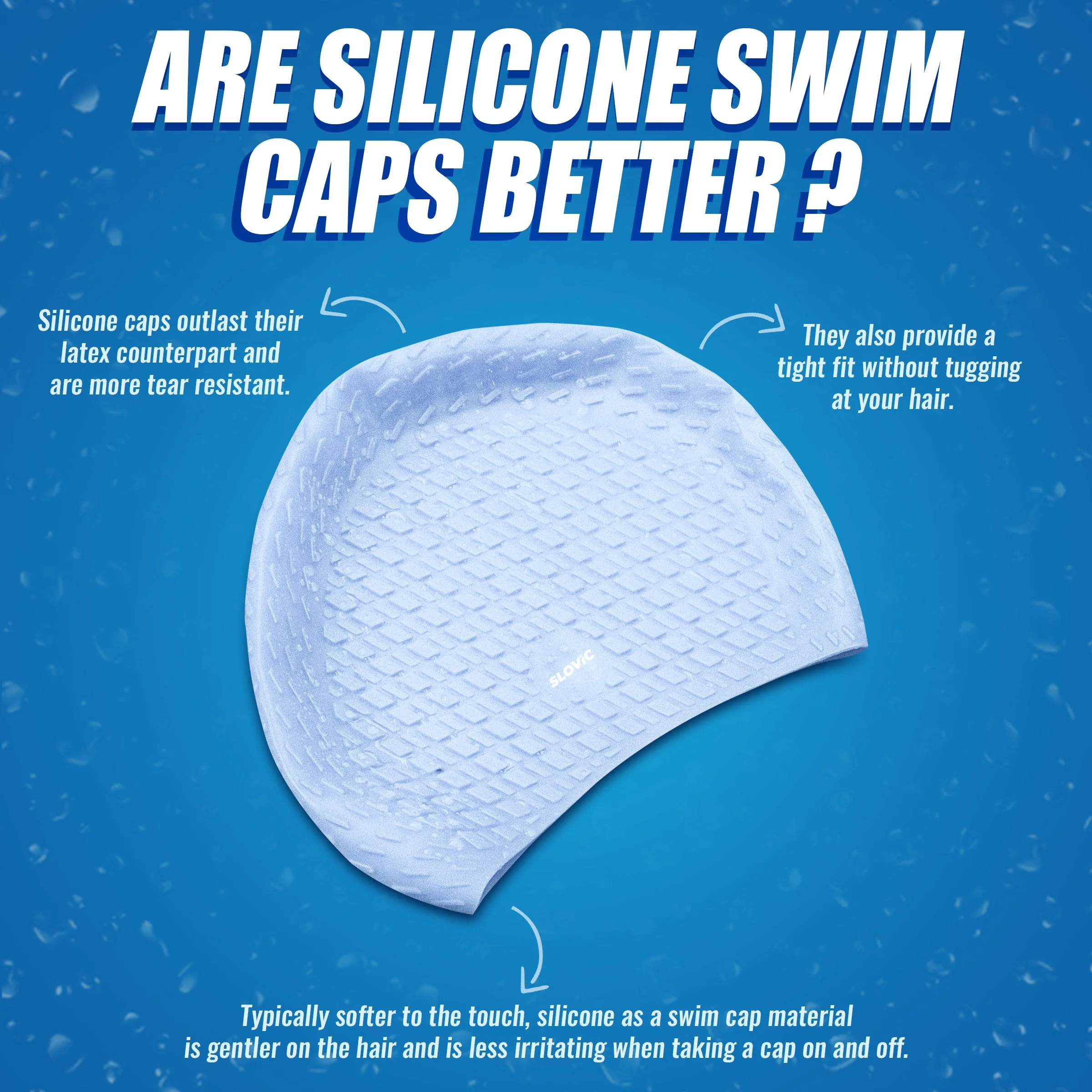 Slovic Swimming Cap For Men- Blue Embossed - Image 4