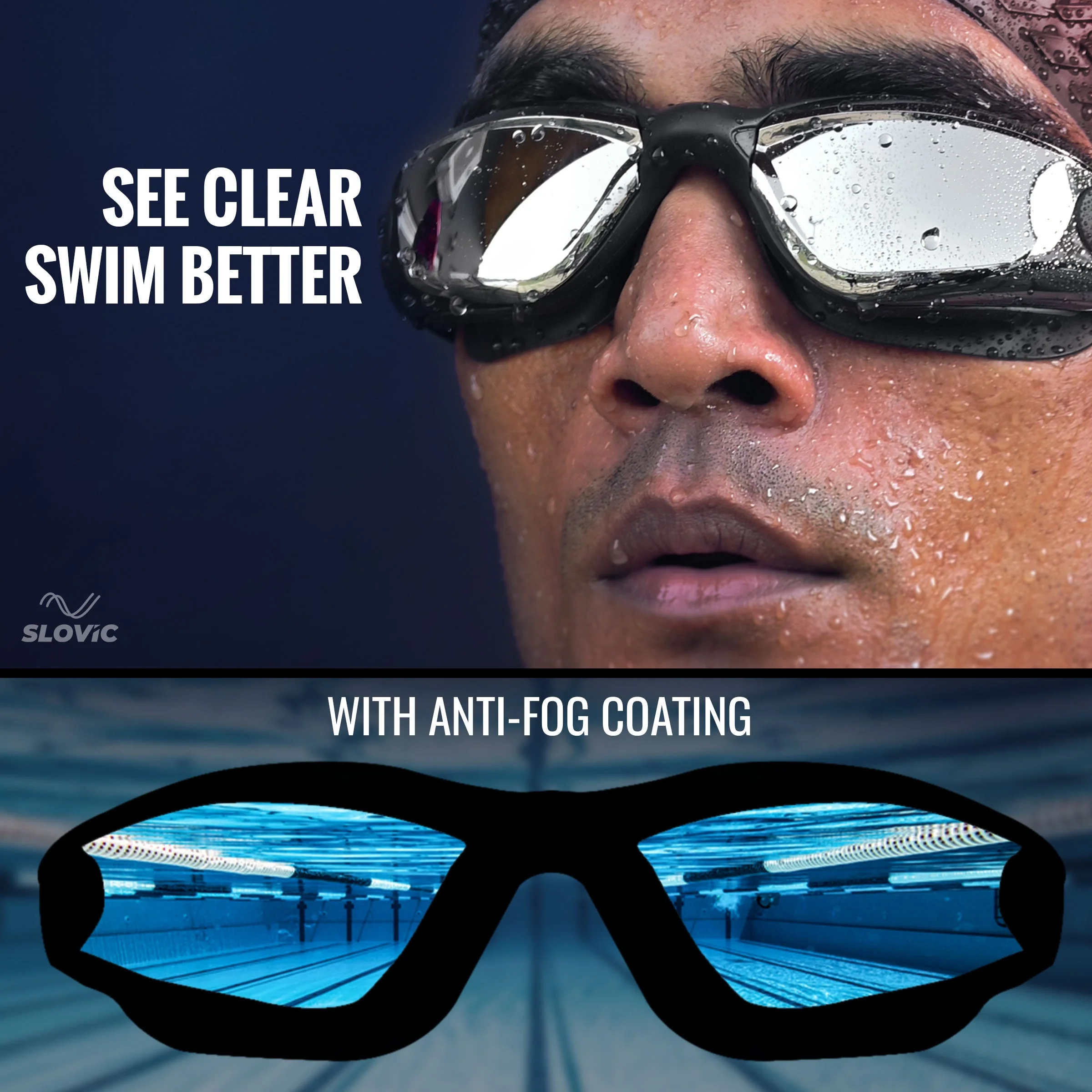 SLOVIC Swimming Combo | Swimming Goggles & Cap | Adult | Unisex | Black - Image 4