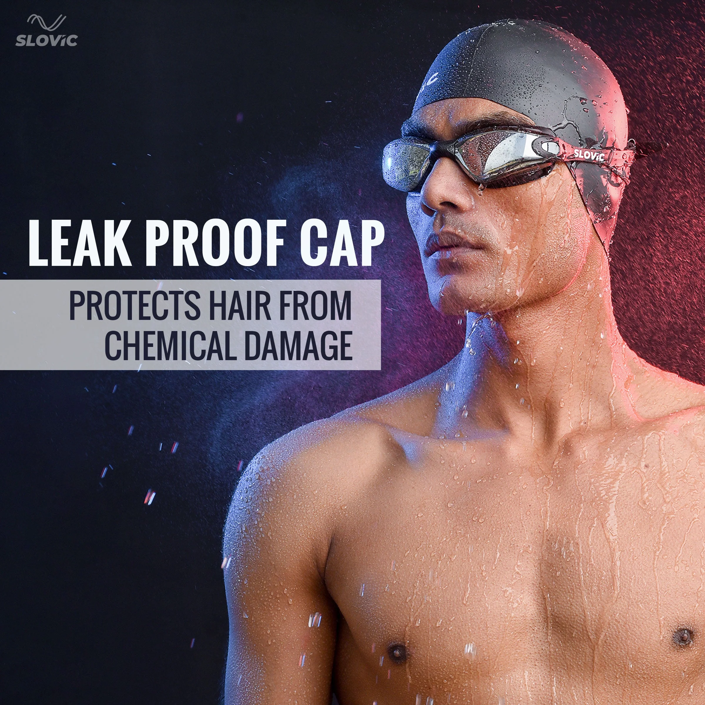 SLOVIC Swimming Combo | Swimming Goggles & Cap | Adult | Unisex | Black - Image 5