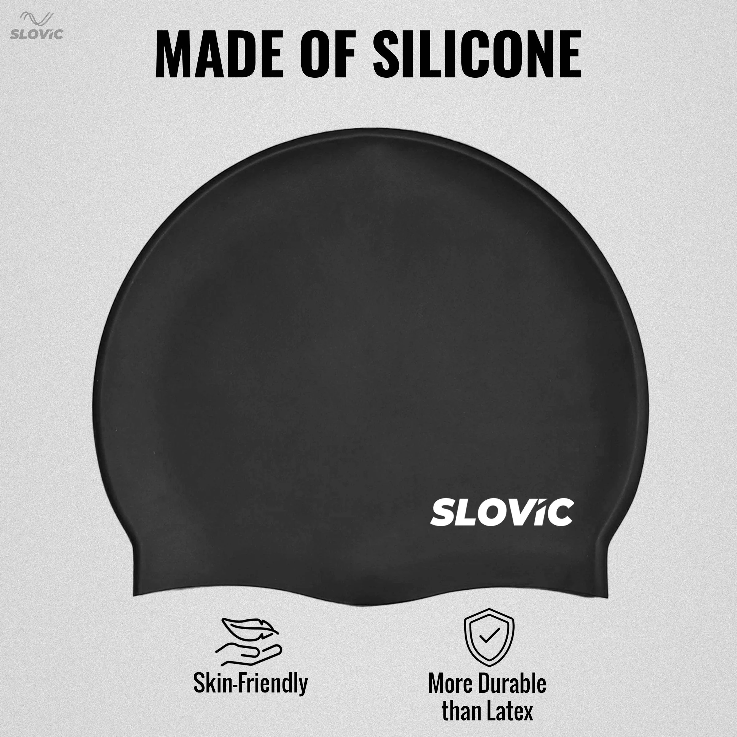 SLOVIC Swimming Combo | Swimming Goggles & Cap | Adult | Unisex | Black - Image 6