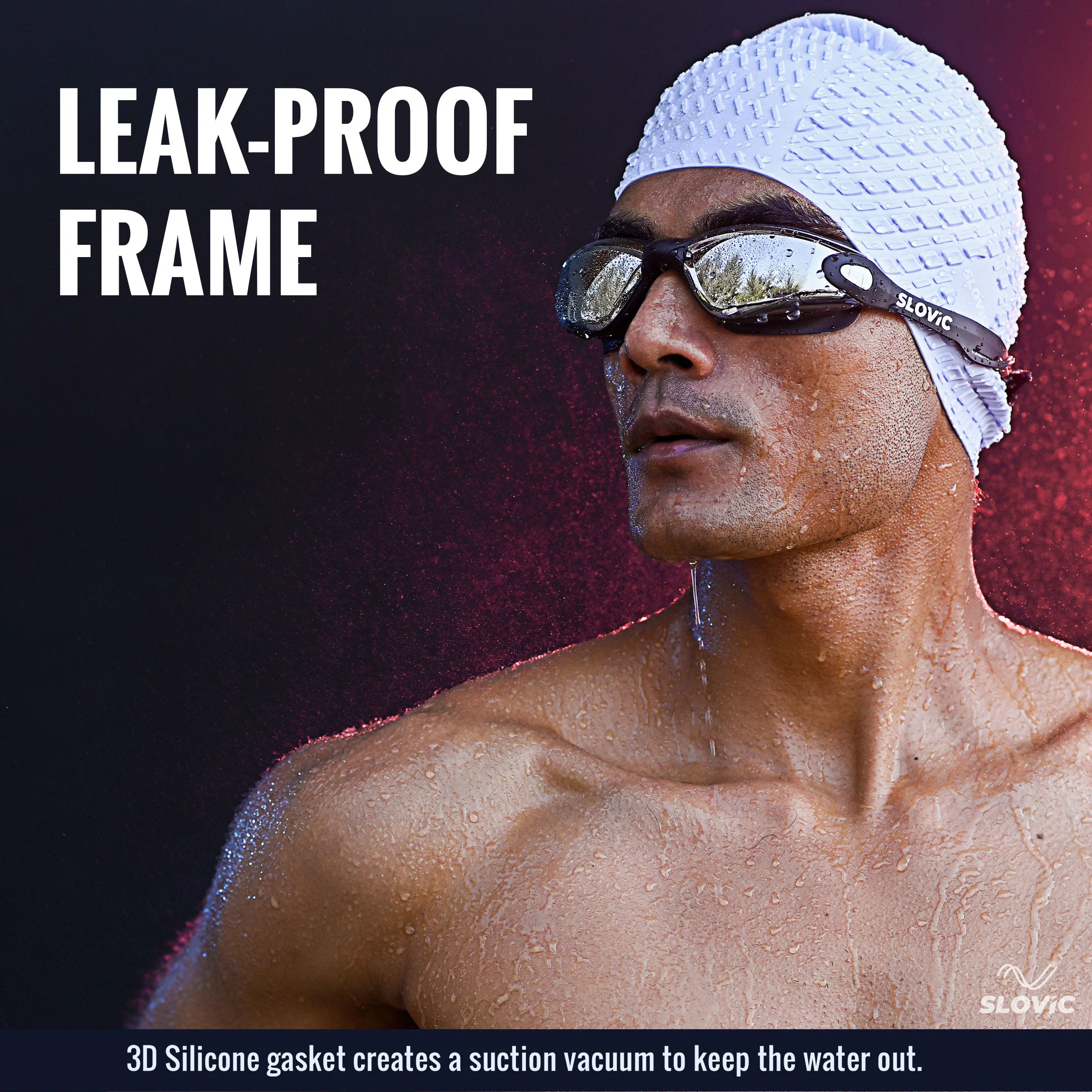 SLOVIC Swimming Combo | Swimming Goggles & Cap | Adult | Unisex | Black+Blue - Image 4