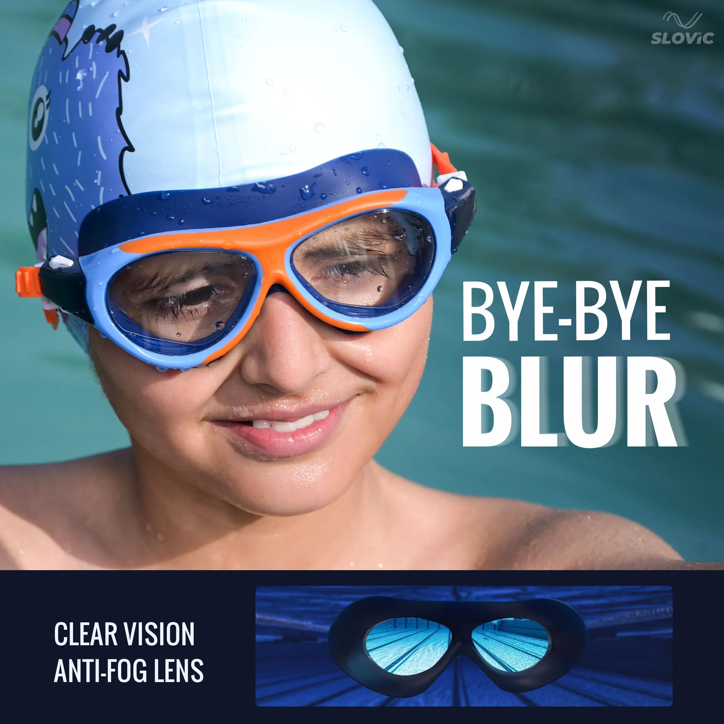 SLOVIC Swimming Goggles | Kids | Unisex | Orange - Image 4