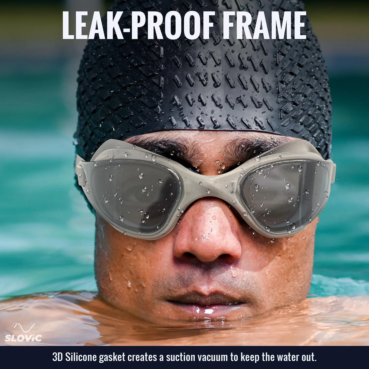 SLOVIC Swimming Goggles | Unisex | Anti-Fog & UV Protected Swimming Glasses (Grey) - Image 2