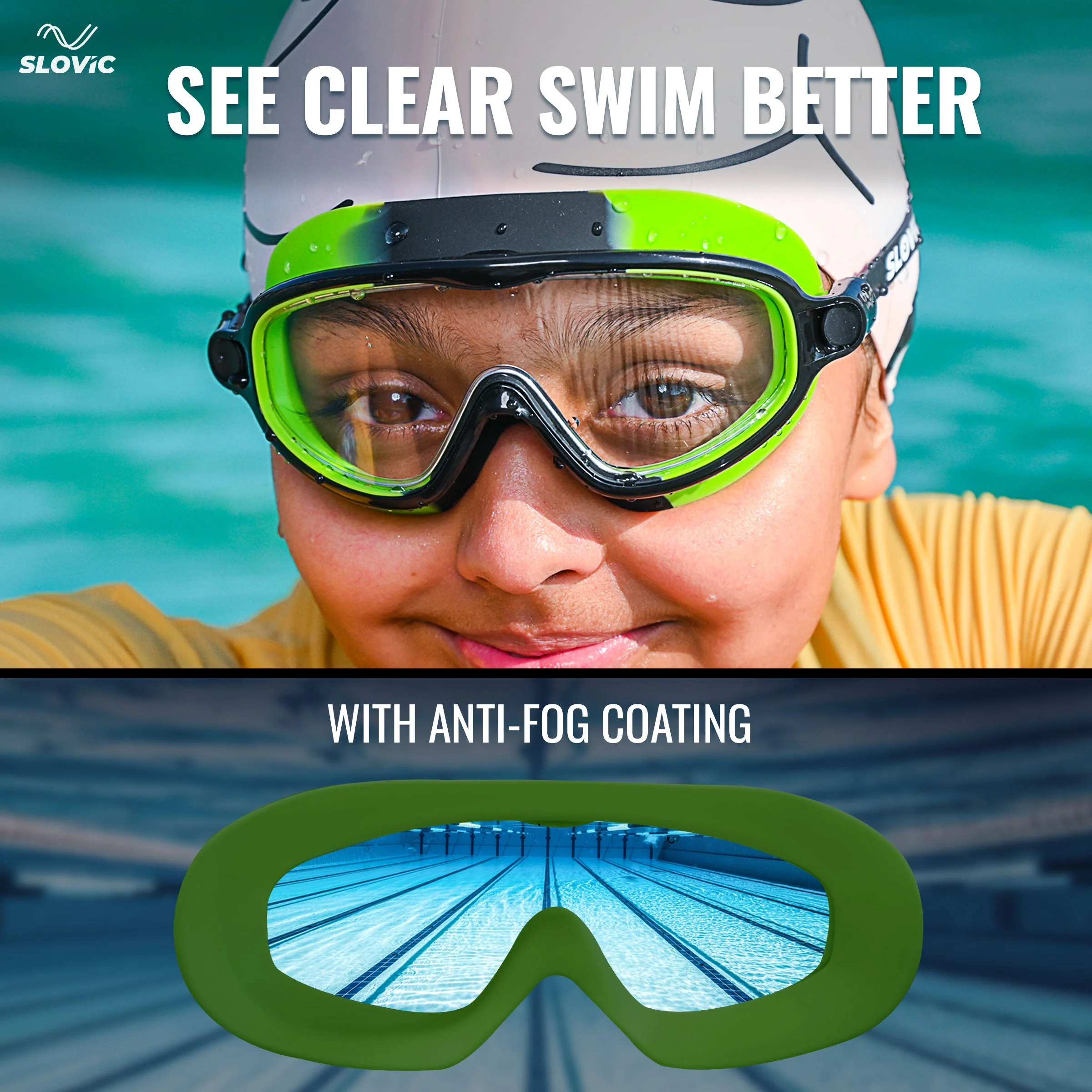 SLOVIC Swimming Kit for Kids | Swimming Goggles & Swimming Cap for Girls & Boys - Image 3