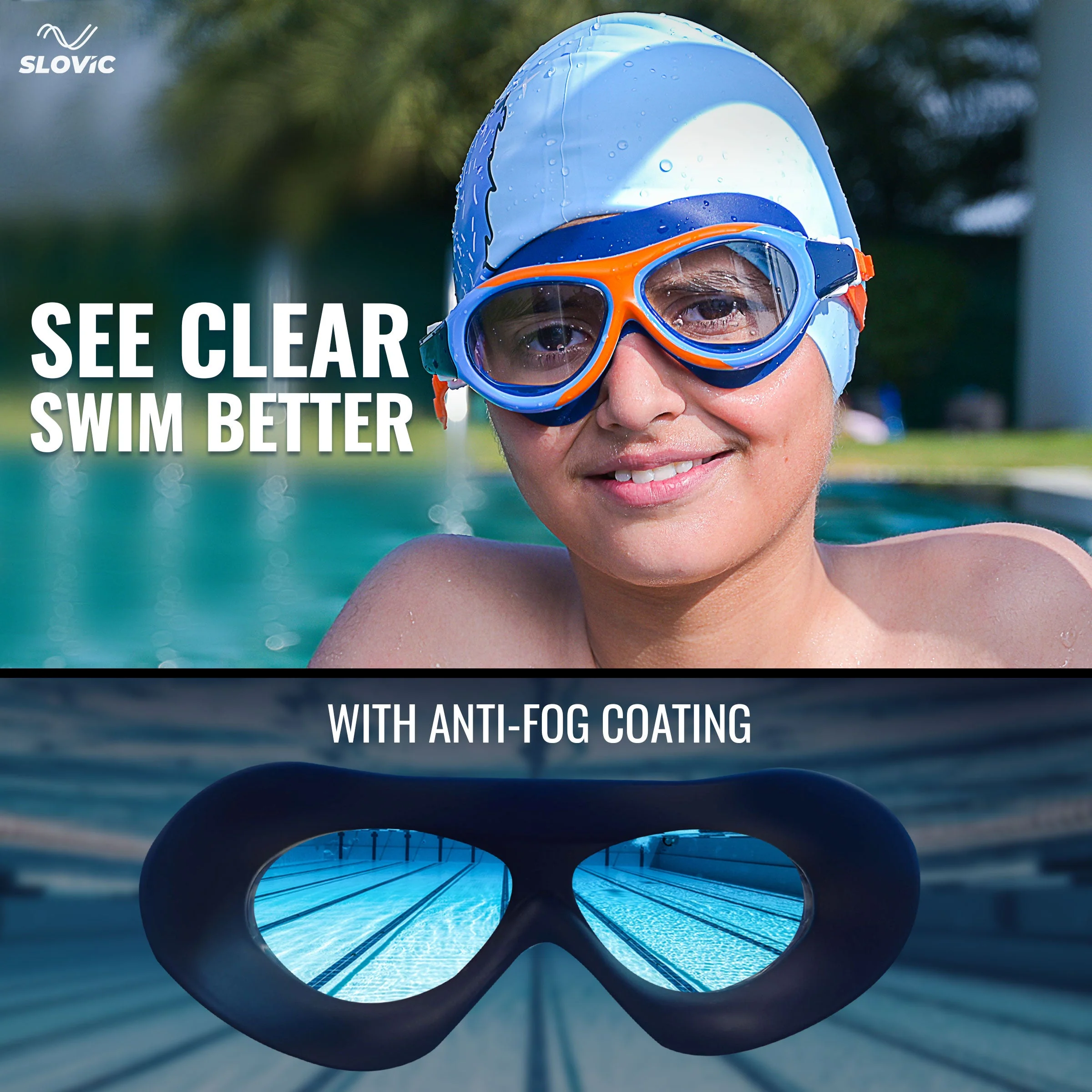 SLOVIC Swimming Kit for Kids | Swimming Goggles & Swimming Cap for Girls & Boys - Image 2