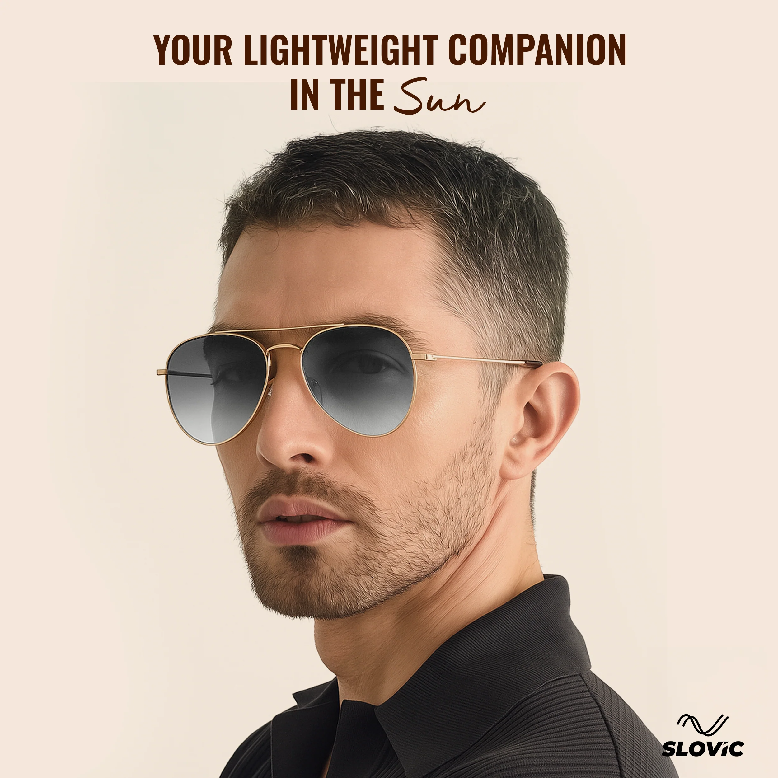 Slovic UV Protected Aviator Sunglasses- Gold - Image 3