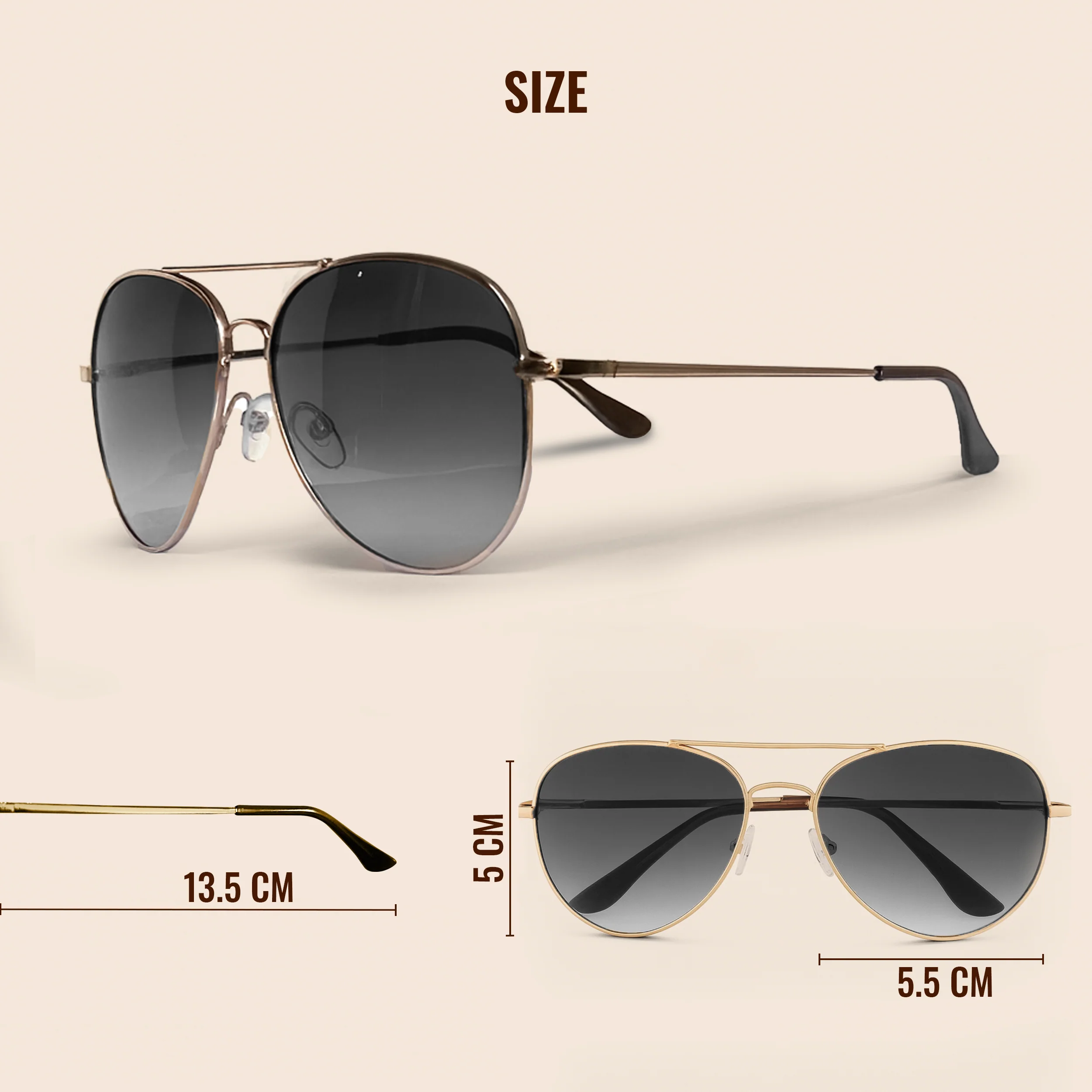 Slovic UV Protected Aviator Sunglasses- Gold - Image 6