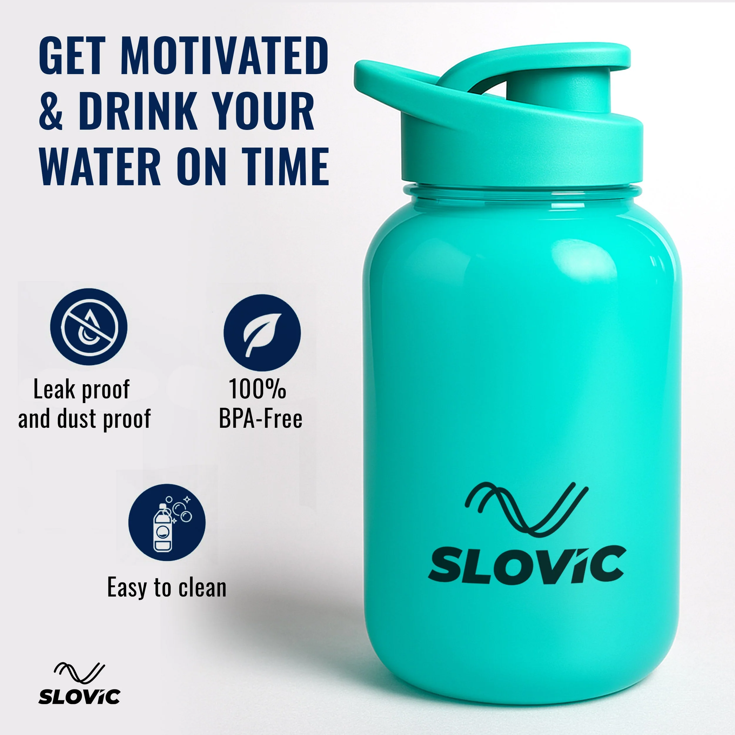 Slovic Water Bottle with Sipper Cap -600 ML - Image 6
