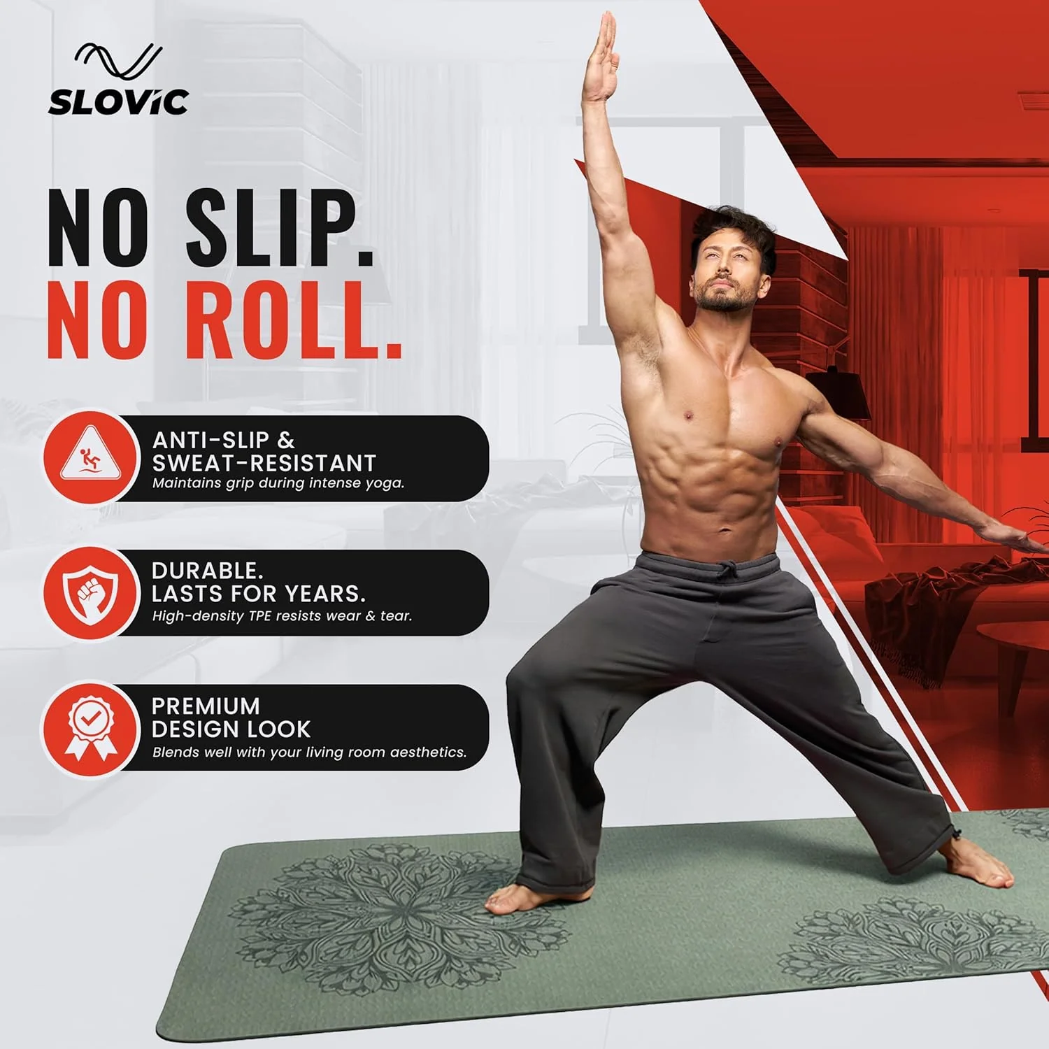 Slovic Yoga Mat for Men & Women [6 MM] | Green - Image 5