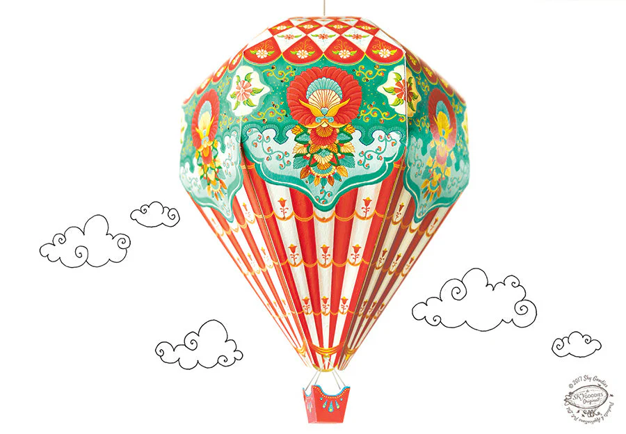 Small Red Hot Air Balloon DIY Paper Lamp Shade - Image 5
