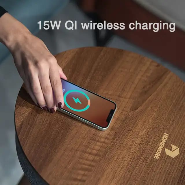 Smart Round Coffee Table with Built-in Speaker and Wireless Charger - Image 4