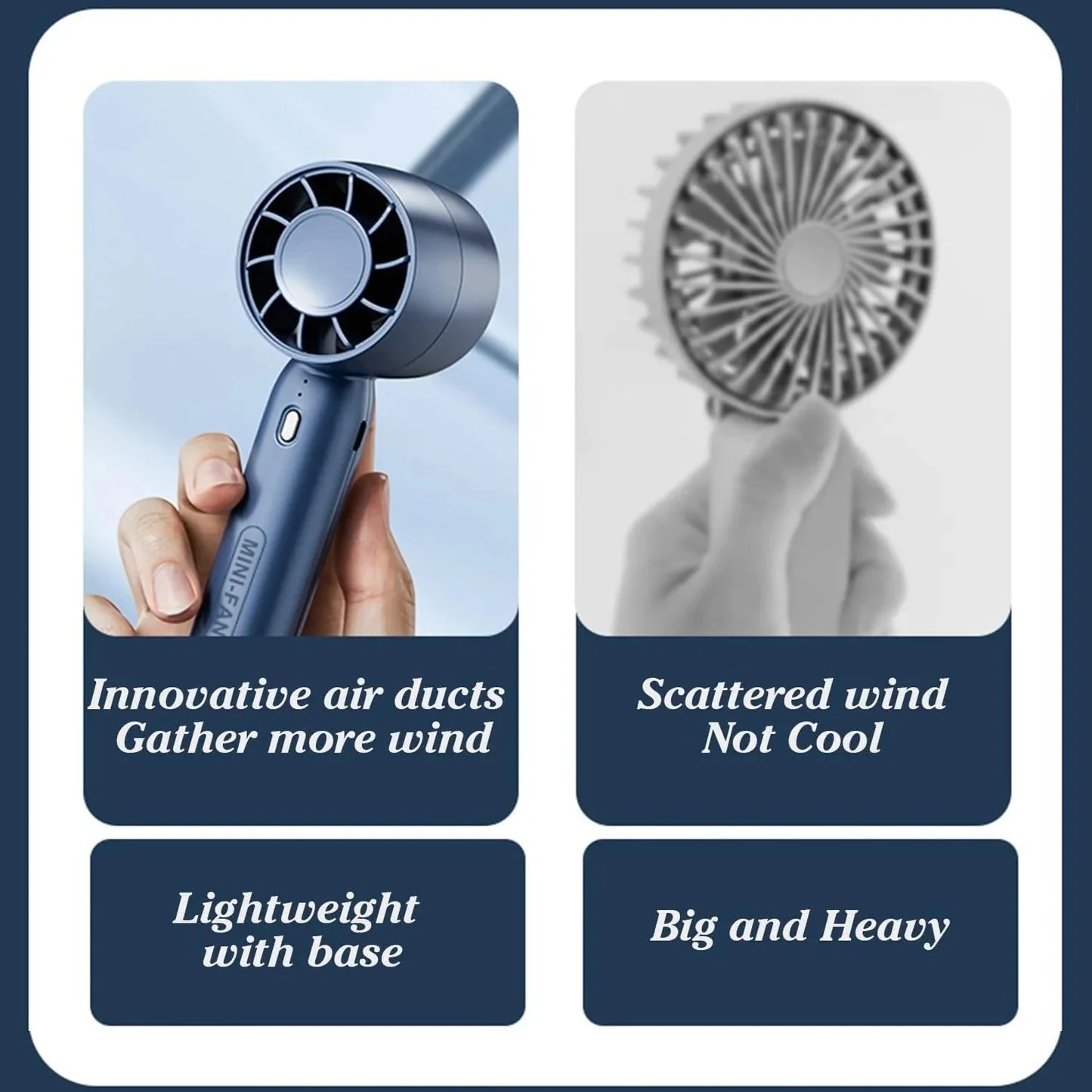 SMART T - 10Mini Handheld Fan, Cell Phone Holder Design Table Fan, 2000mAh Battery, Rechargeable Fan, Handheld Cooling Fan, 3 Speed Desk Fan for Dorm Bedroom (Blue) - Image 8