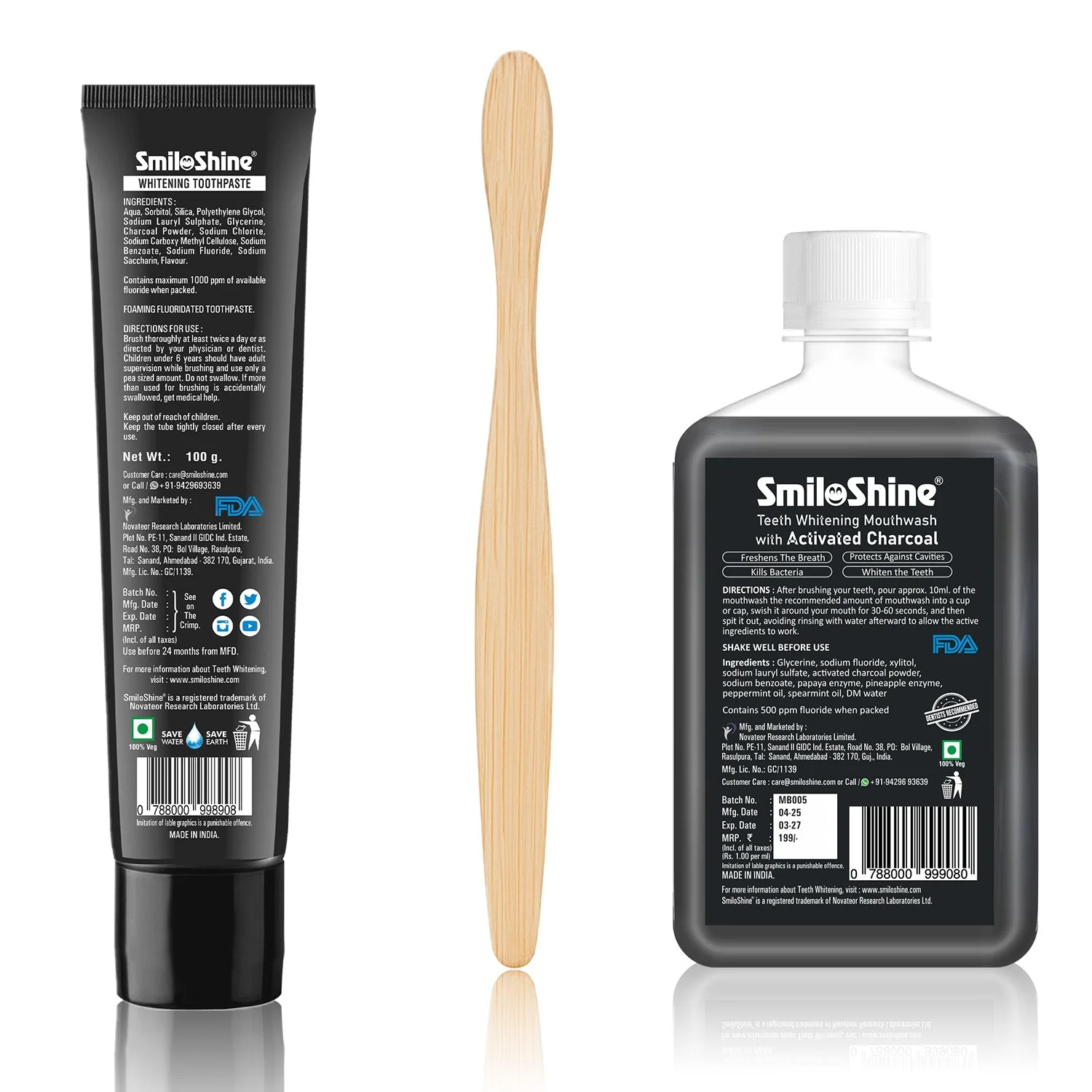 SmiloShine® Daily Detox Essentials (3-in-1 Kit) | Toothpaste + Mouthwash + Brush - Image 2