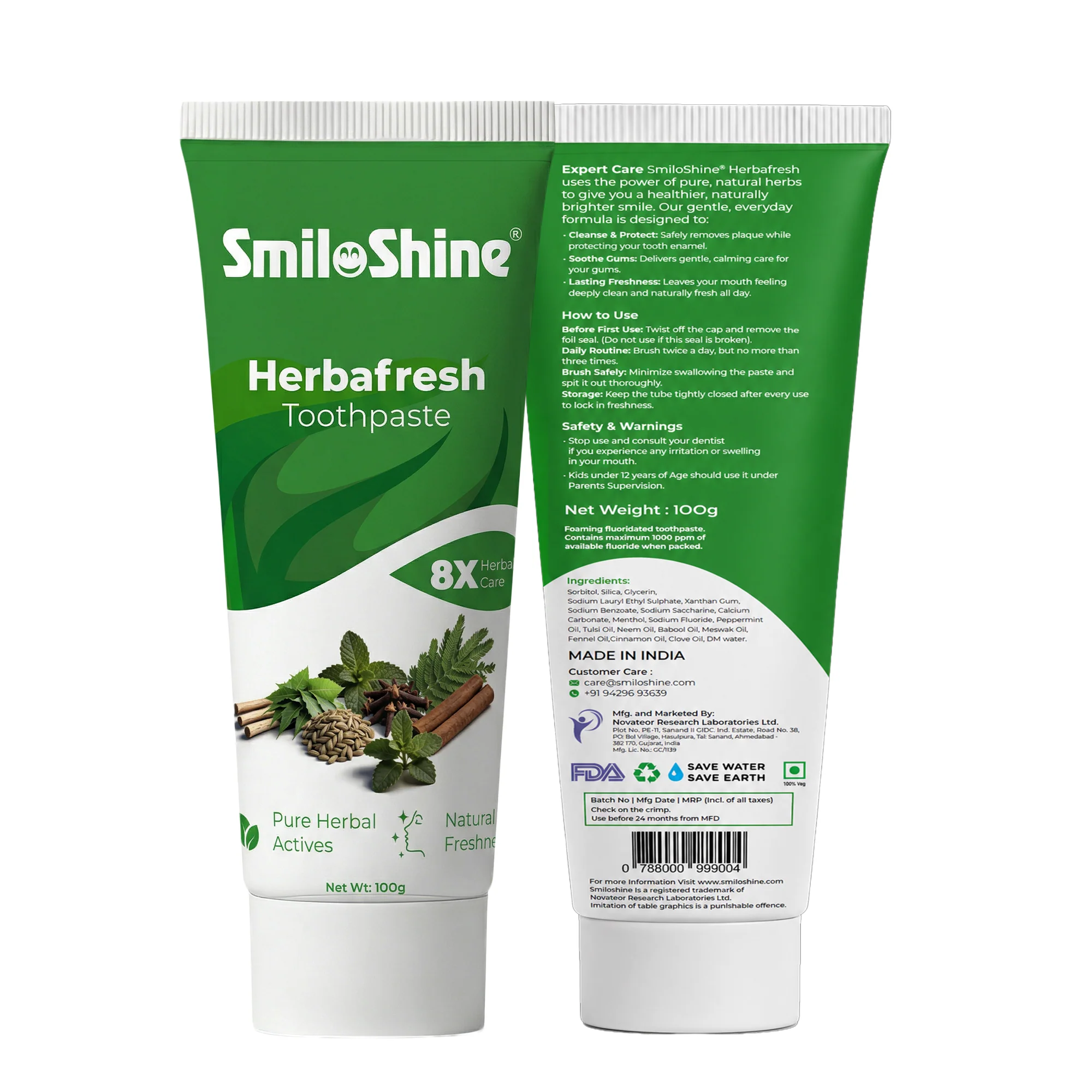 SmiloShine® Pack of 2 Herbafresh Herbal Toothpaste | 8X Herbal Care - Image 5