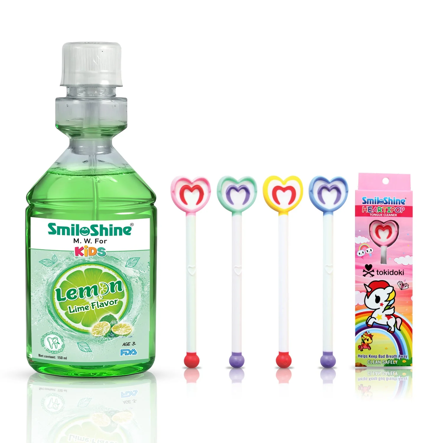 SmiloShine® Kids Fresh Breath Duo | Lemon Mouthwash + Tongue Cleaner