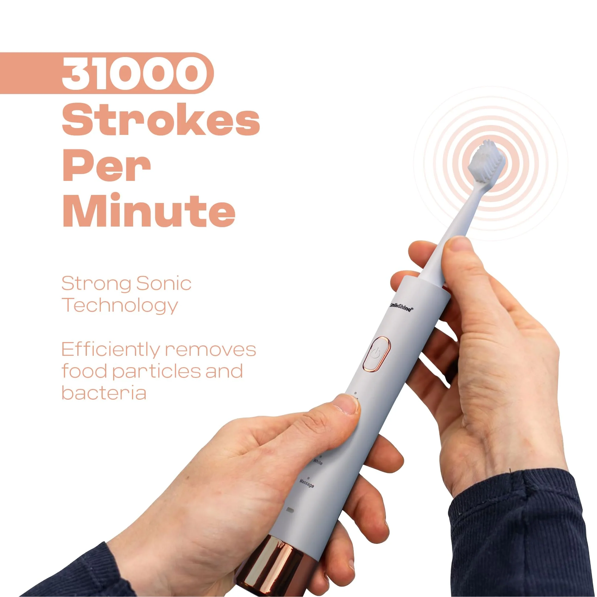 SmiloShine® Sonic Power ToothBrush with Extra Bristle Head - Image 7