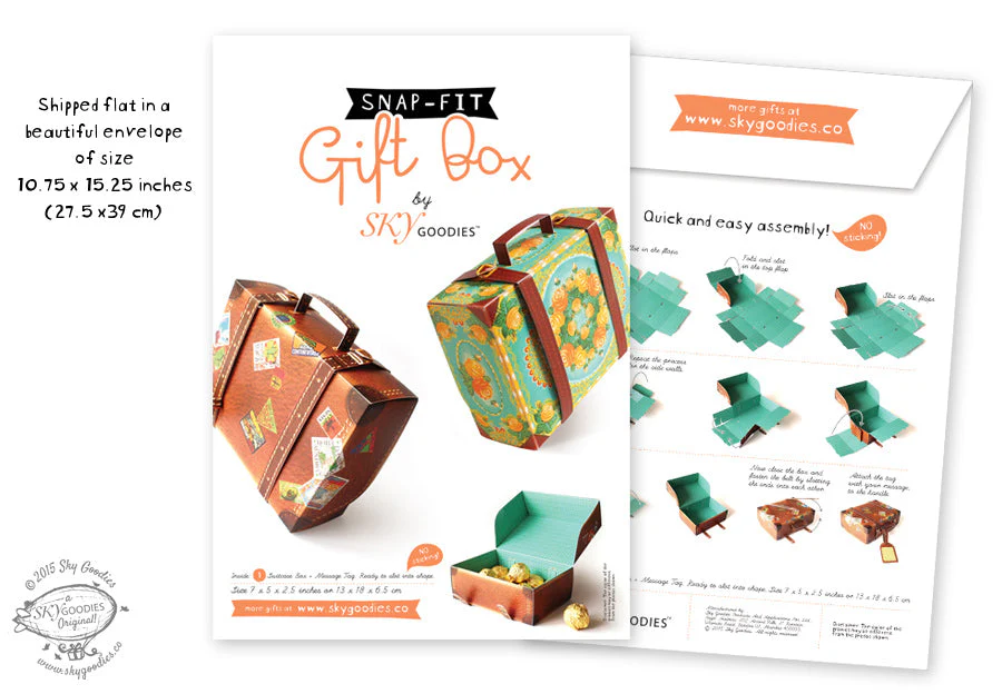Snap-fit Gift Box: Colorful Suitcase: Blue - Image 3