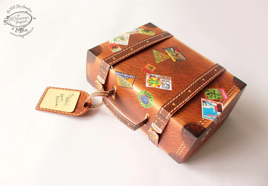 Snap-fit Gift Box: Travel Suitcase: Brown - Image 3