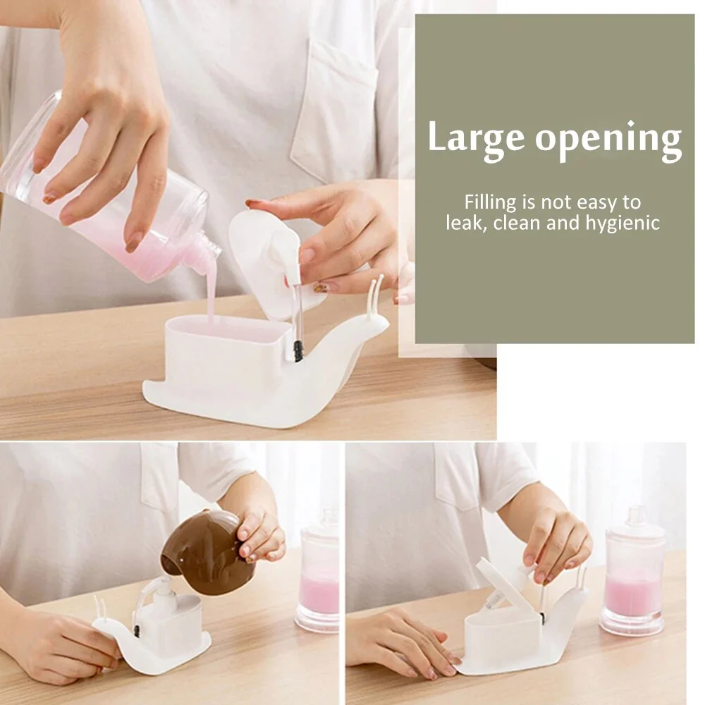 Snaqo: Cute Snail-Shaped Liquid Soap Dispenser, 120ml Refillable Pump Bottle for Hand Wash, Lotion, Shampoo & Bathroom or Kitchen Sink Décor - Image 4