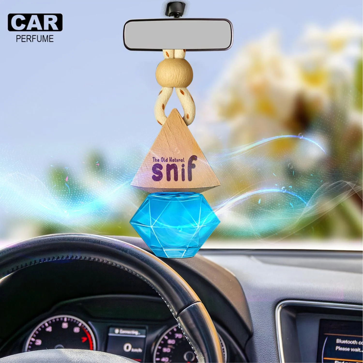 Snif Diamond Hanging Car Air Freshener with Refill Pack (Breezy Blue 10ml + 15ml Refill Pack) - Image 2