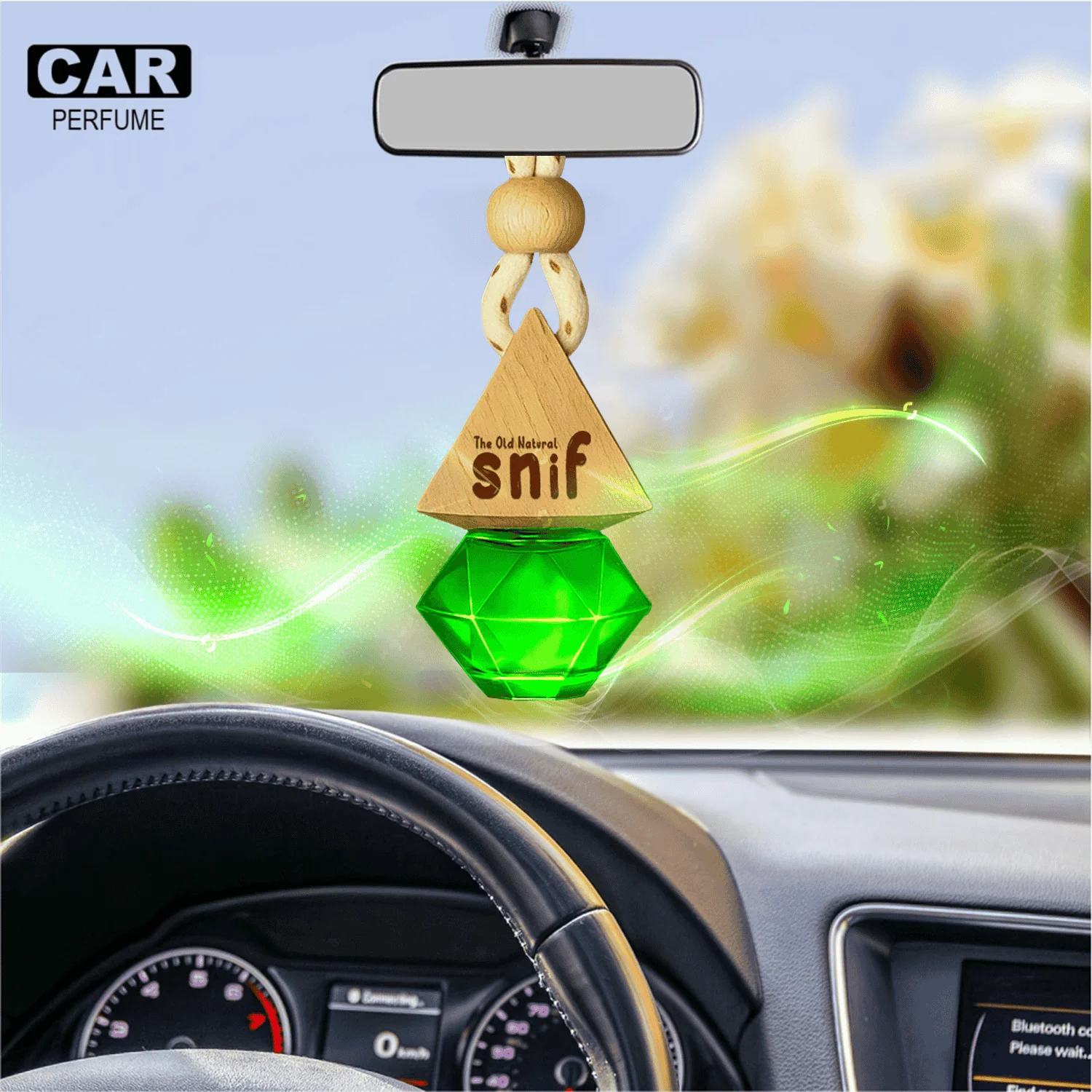 Snif Diamond Hanging Car Air Freshener with Refill Pack (Jazzy Jasmine, Breezy blue, White Oudh 10ml + 15ml Refill Pack) - Image 4
