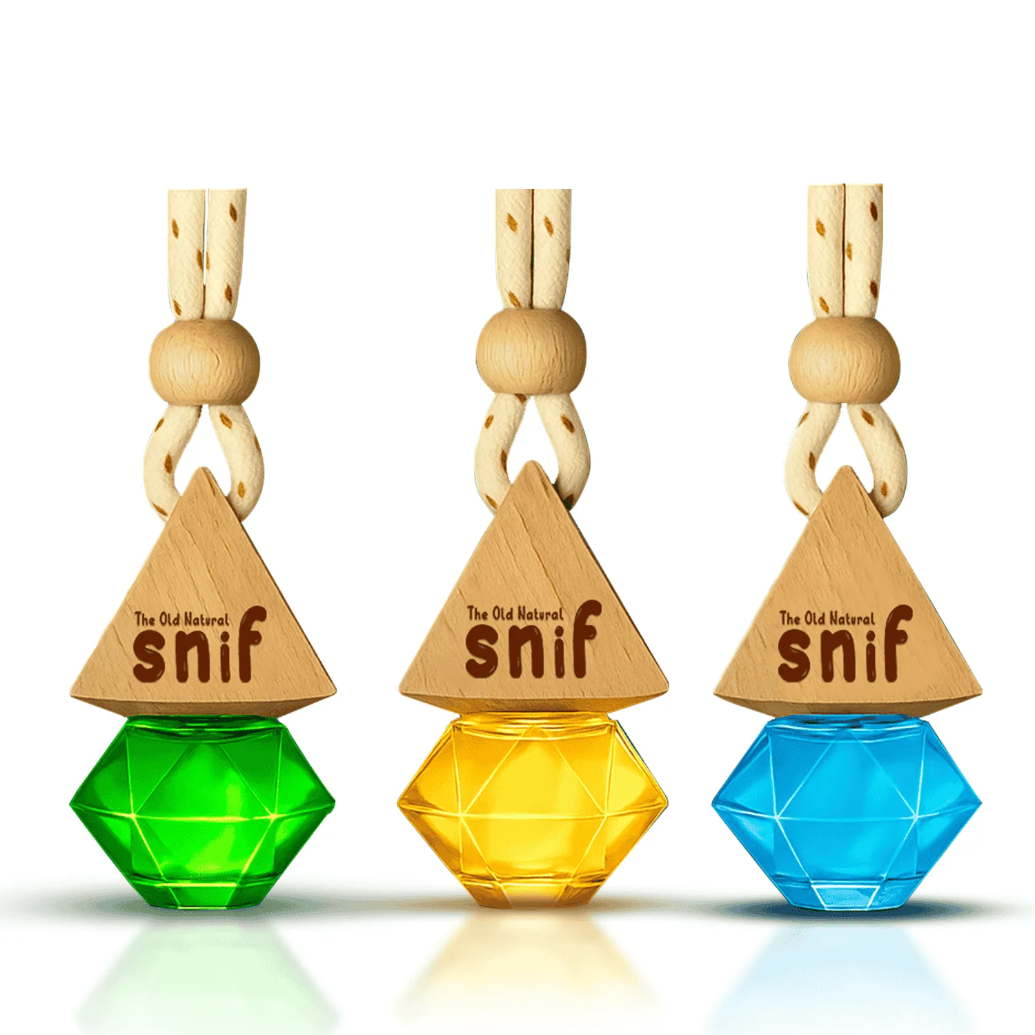 Snif Diamond Hanging Car Air Freshener with Refill Pack (Jazzy Jasmine, Breezy blue, White Oudh 10ml + 15ml Refill Pack) - Image 9