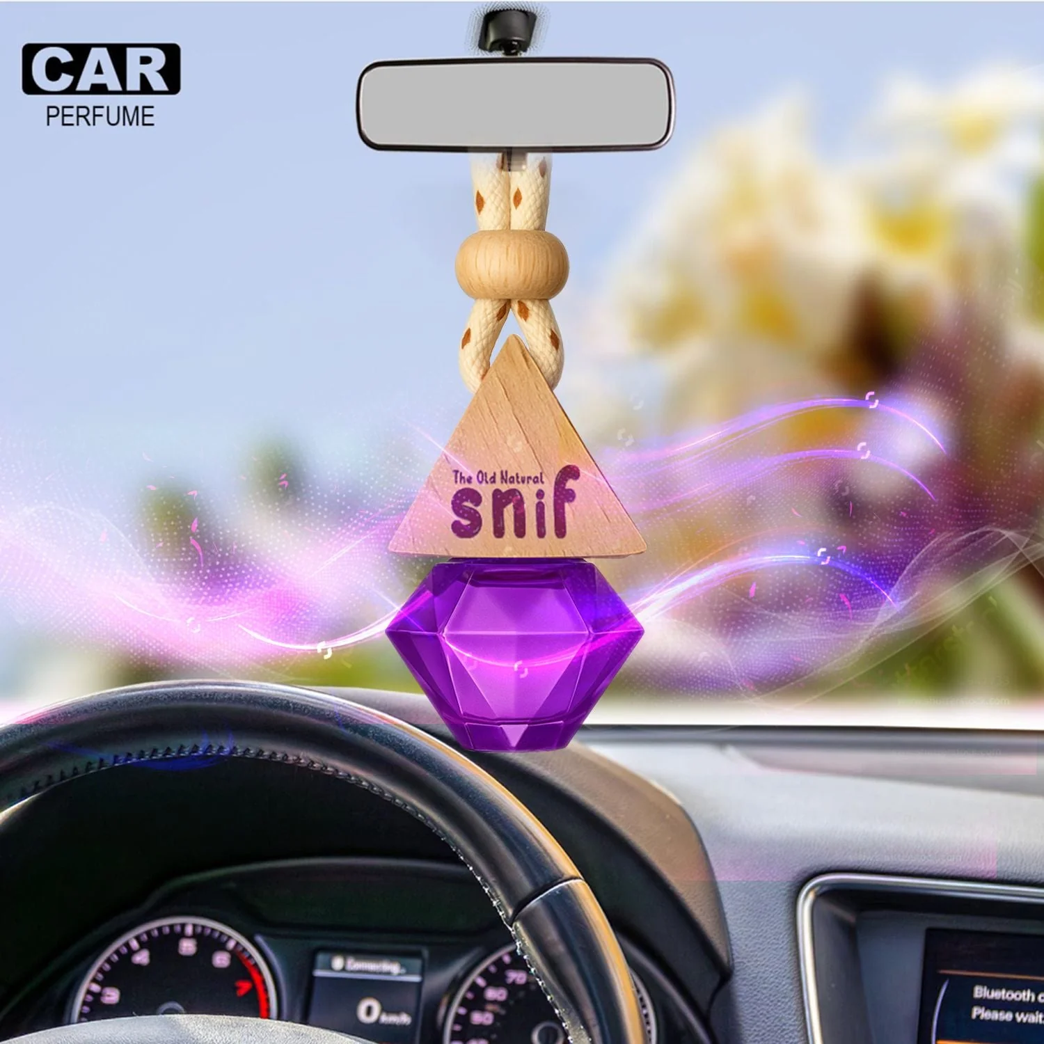 Snif Diamond Hanging Car Air Freshener with Refill Pack (Lavender Love 10ml + 15ml Refill Pack) - Image 3