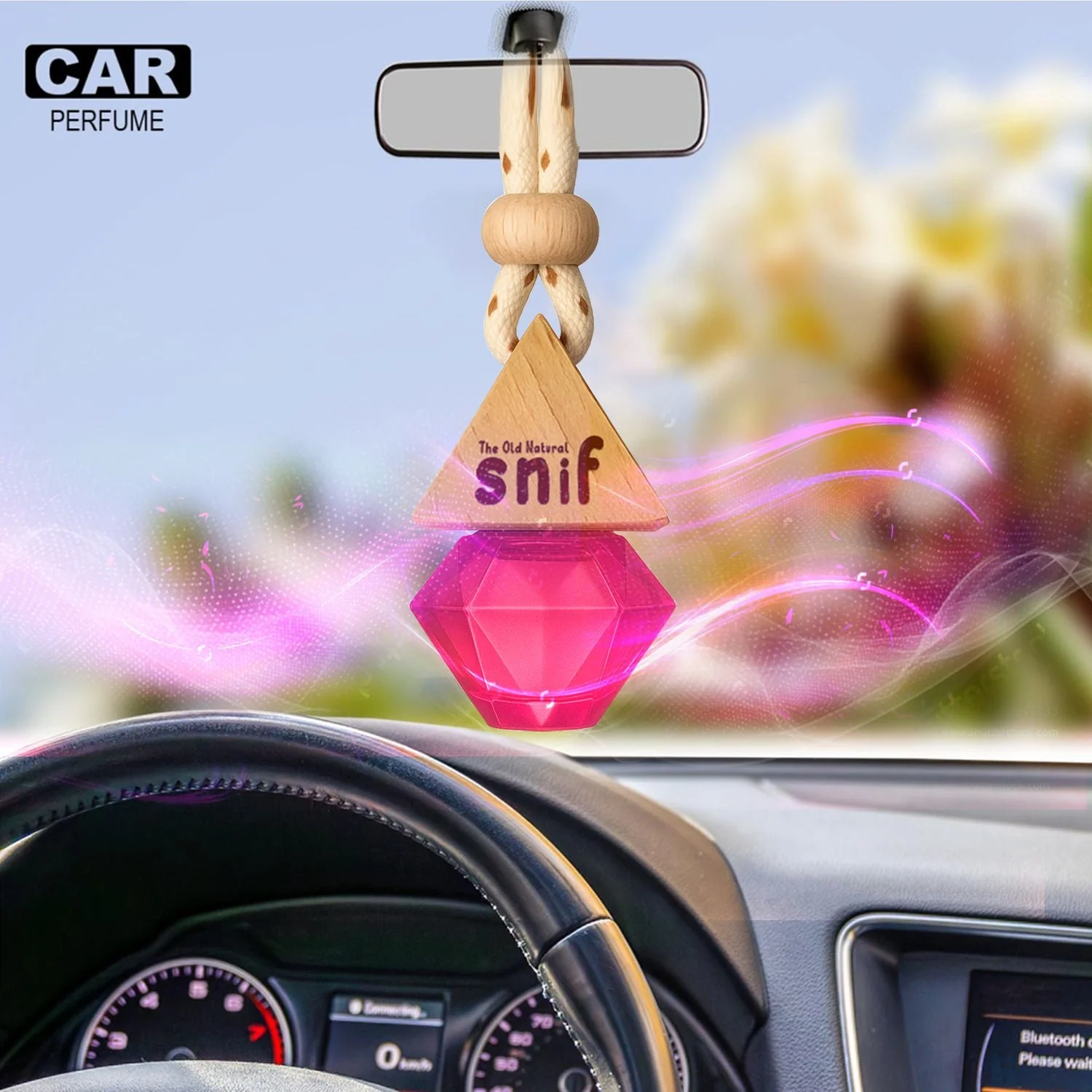 Snif Diamond Hanging Car Air Freshener with Refill Pack (Romantic Rose 10ml + 15ml Refill Pack) - Image 3