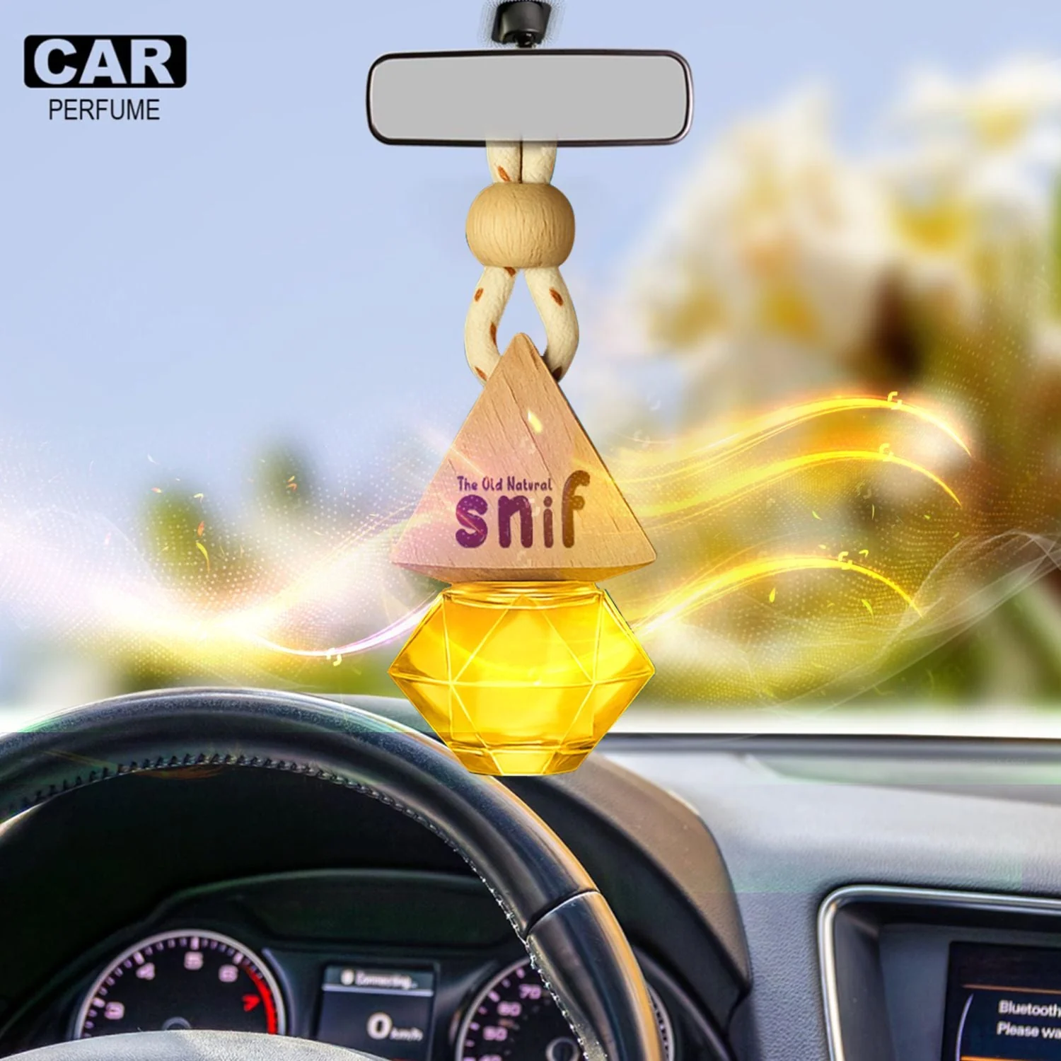 Snif Diamond Hanging Car Air Freshener with Refill Pack (Sandal Twig 10ml + 15ml Refill Pack) - Image 5