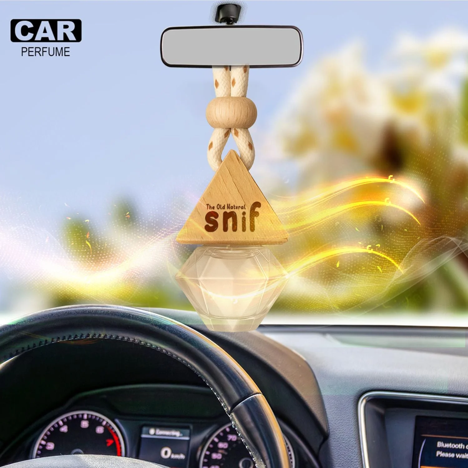 Snif Diamond Hanging Car Air Freshener with Refill Pack (White Oudh 10ml + 15ml Refill Pack) - Image 5