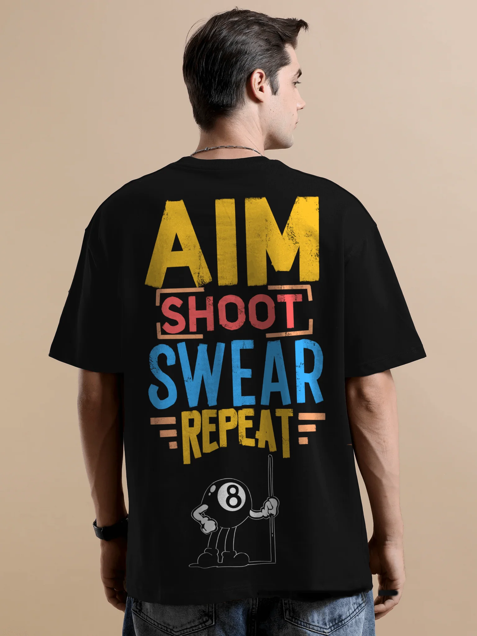 Snooker Pool Black Oversize T-Shirt - Image 3
