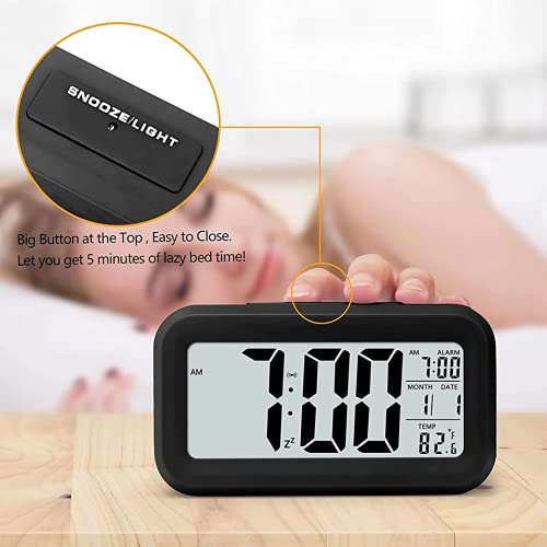 Snoozy: LCD Digital Alarm Clock with Multifunction Display, Large Screen Desk & Travel Clock with Snooze, Date, Temperature & Night Light - Image 5